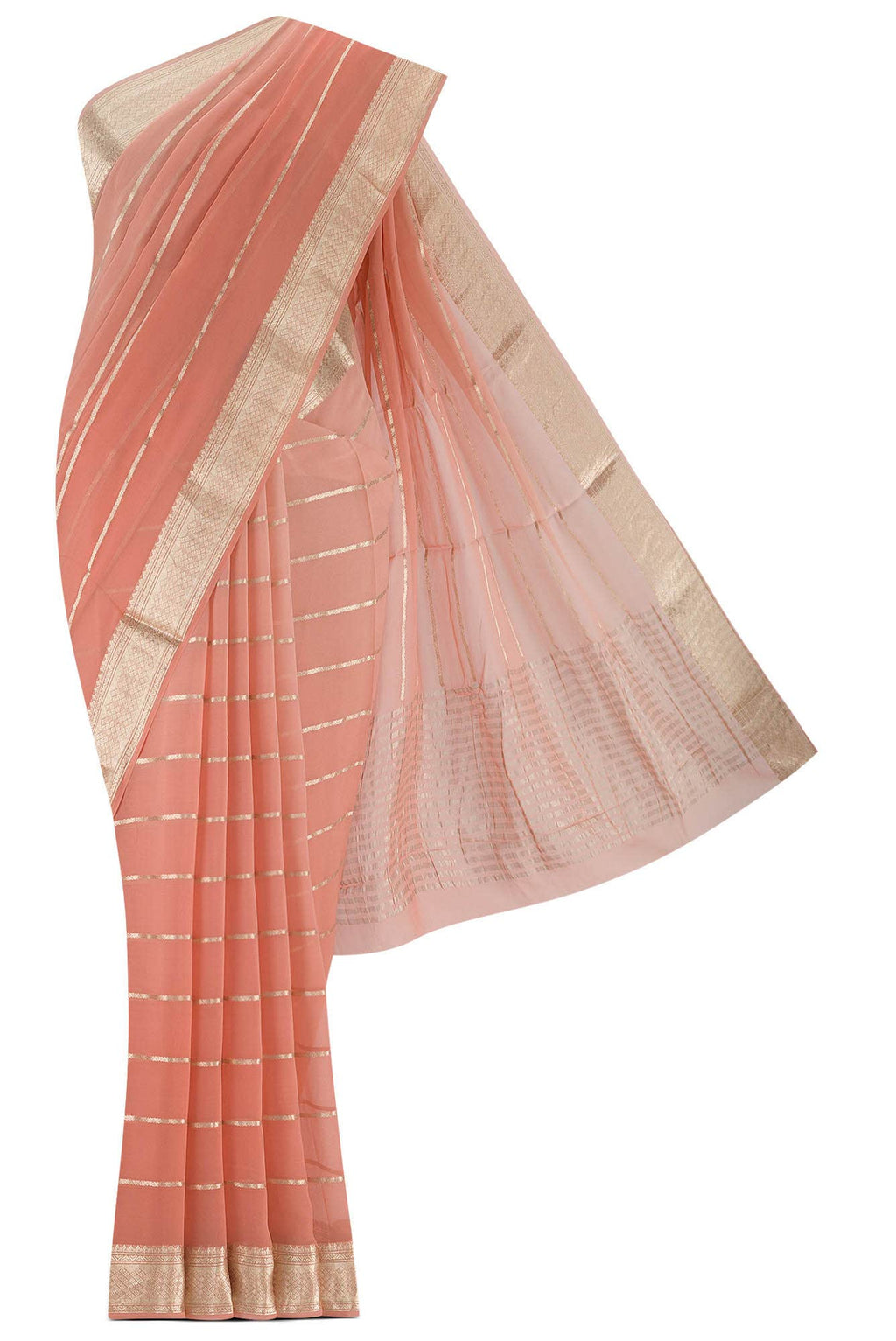 Peach Mysore Georgette Saree