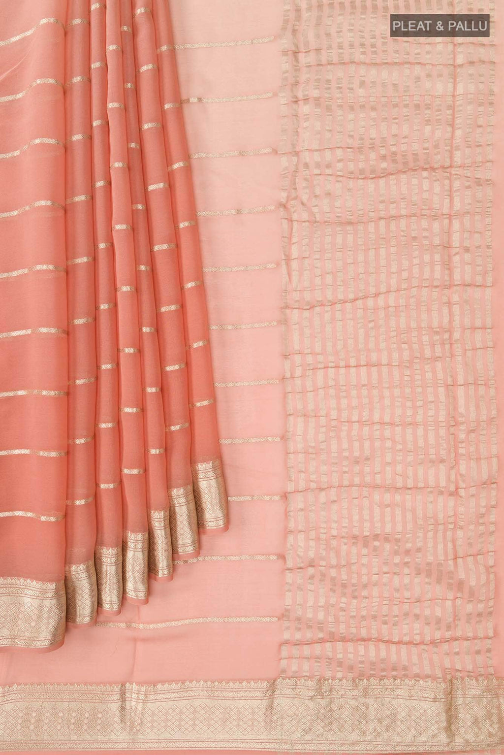 Peach Mysore Georgette Saree