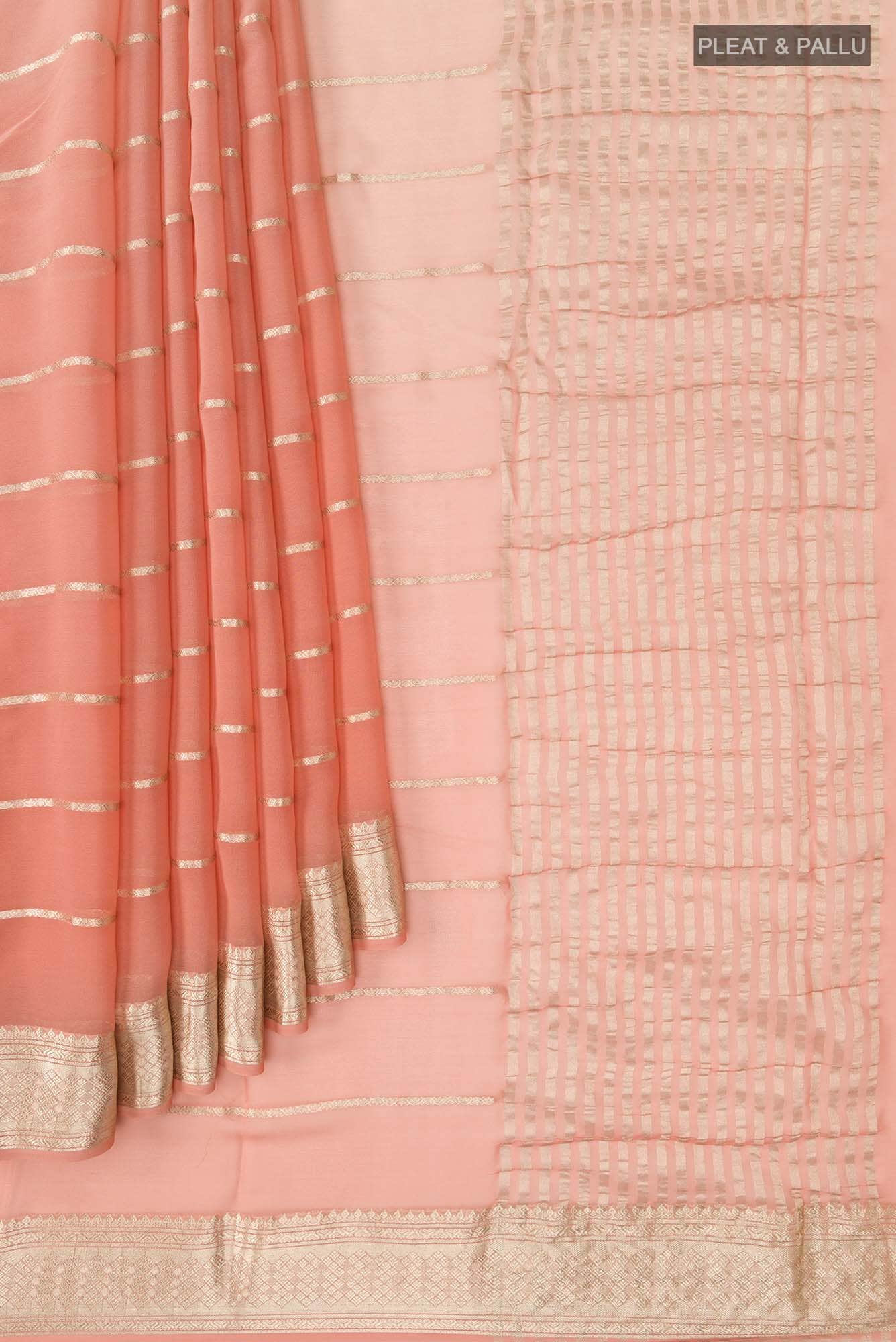 Peach Mysore Georgette Saree