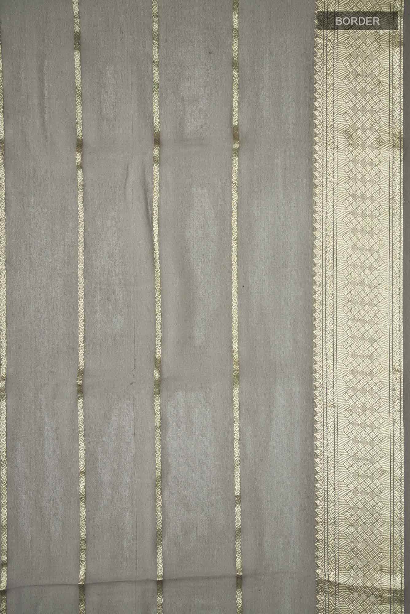 Grey Mysore Georgette Saree