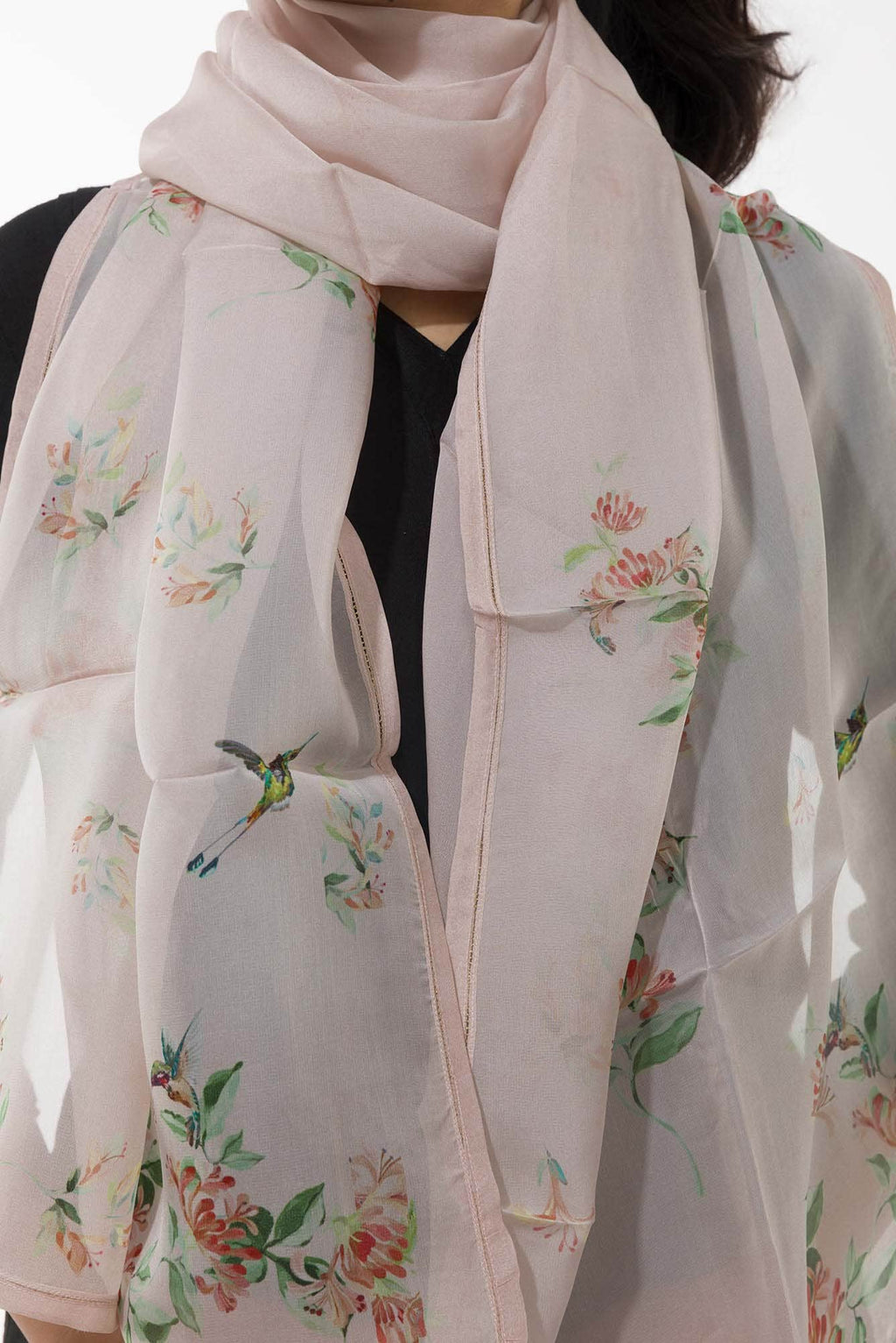 Humming Hovers Off White Stole from Birds of Paradise, Scarves & Stoles Collection