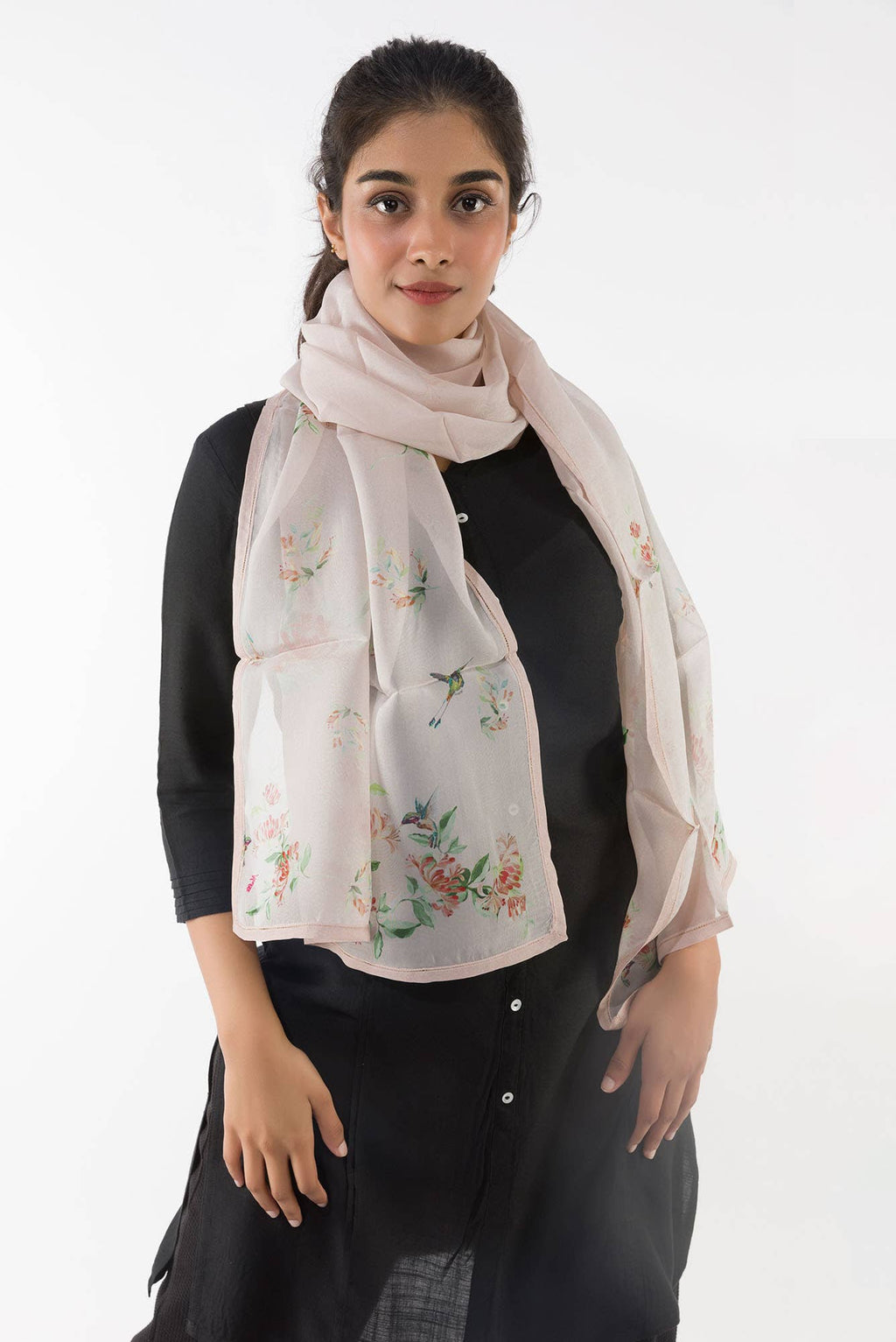 Humming Hovers Off White Stole from Birds of Paradise, Scarves & Stoles Collection