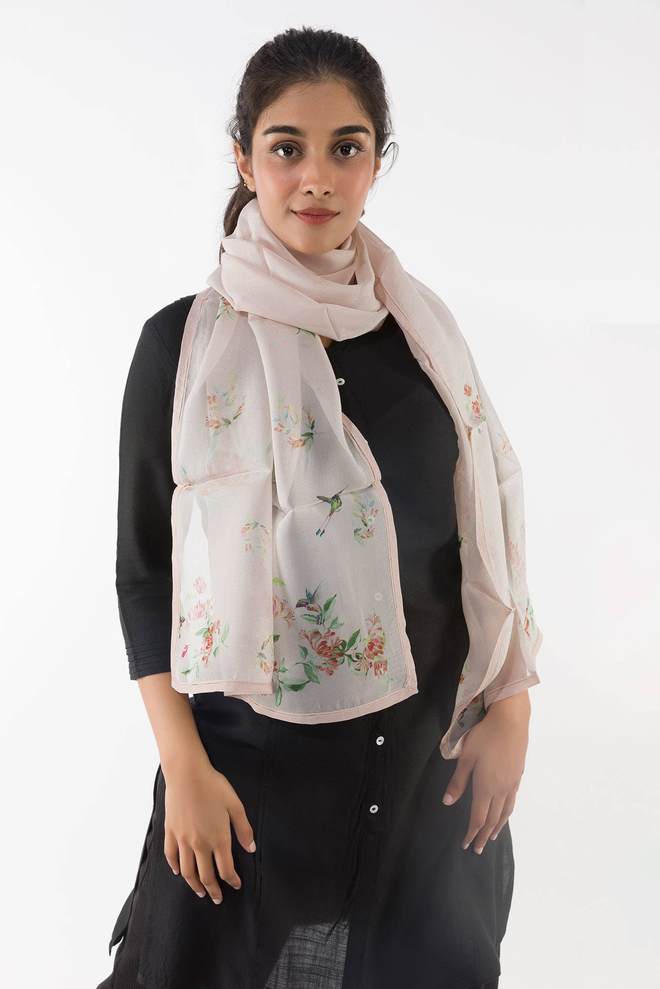 Humming Hovers Off White Stole from Birds of Paradise, Scarves & Stoles Collection