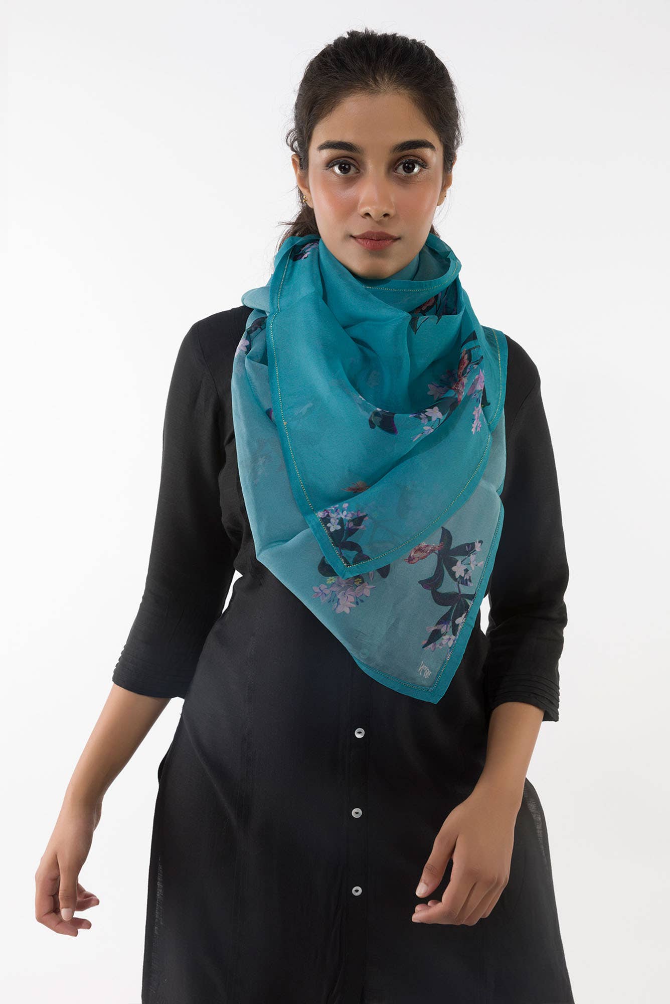 The Sparrows Teal Stole from Birds of Paradise, Scarves & Stoles Collection