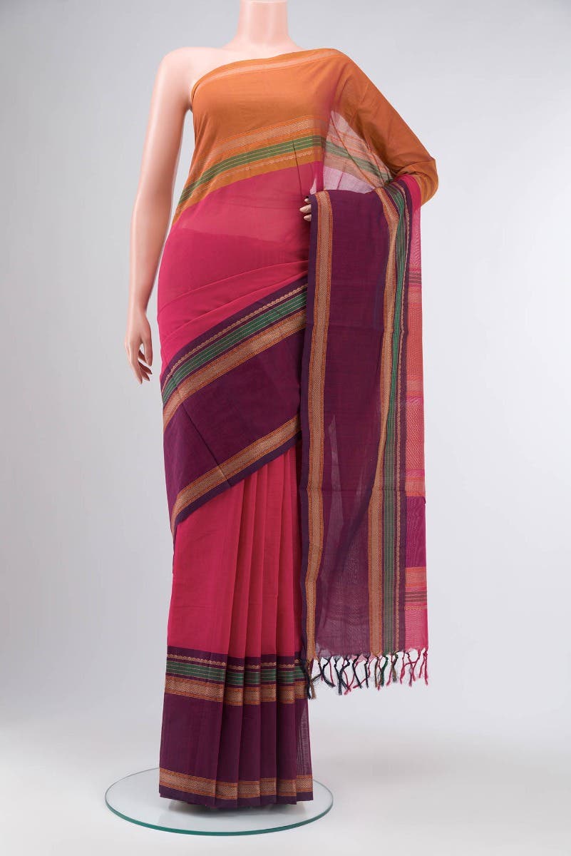 Pink Coimbatore Cotton Saree