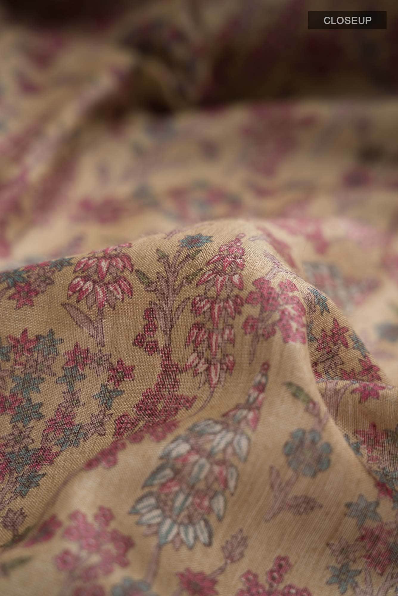 Beige Bhagalpuri Tussar Silk Saree