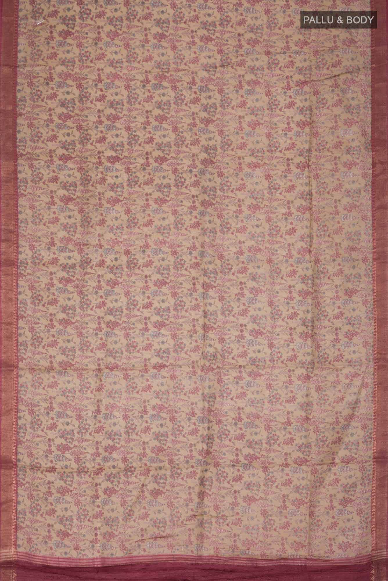 Beige Bhagalpuri Tussar Silk Saree