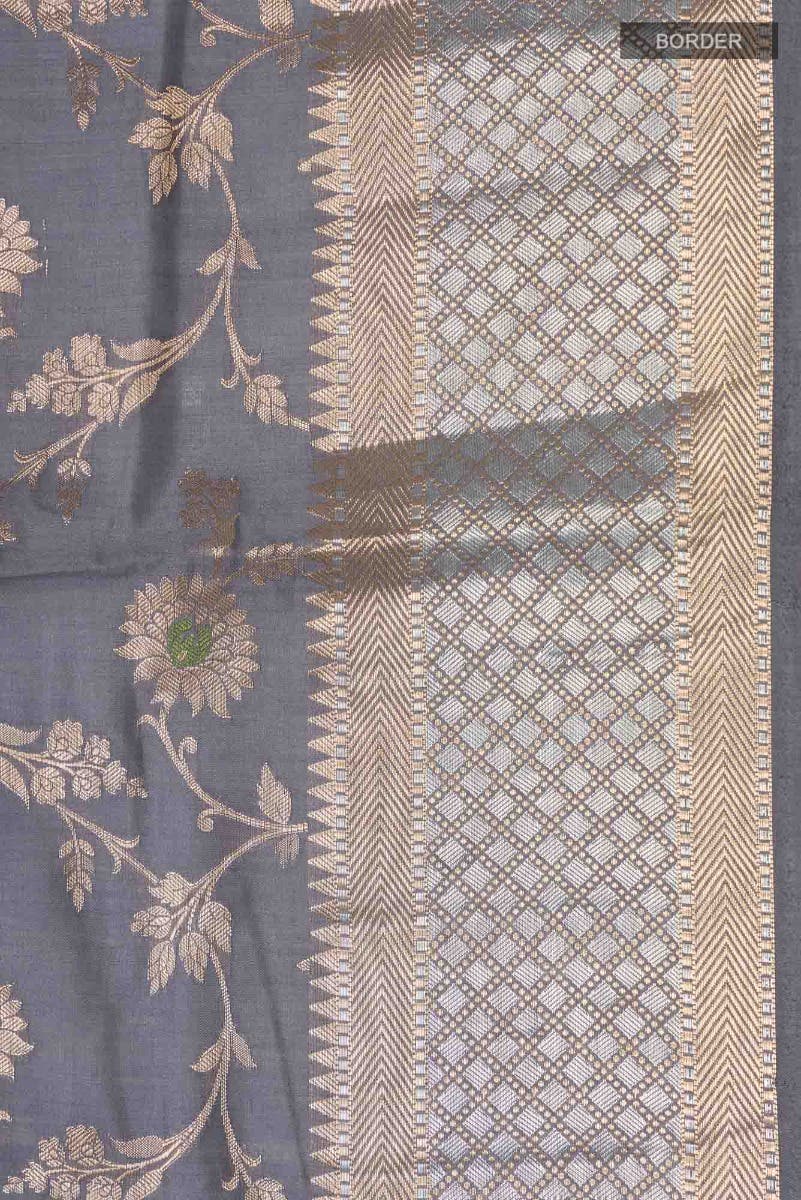 Grey Banarasi Raw Silk Saree