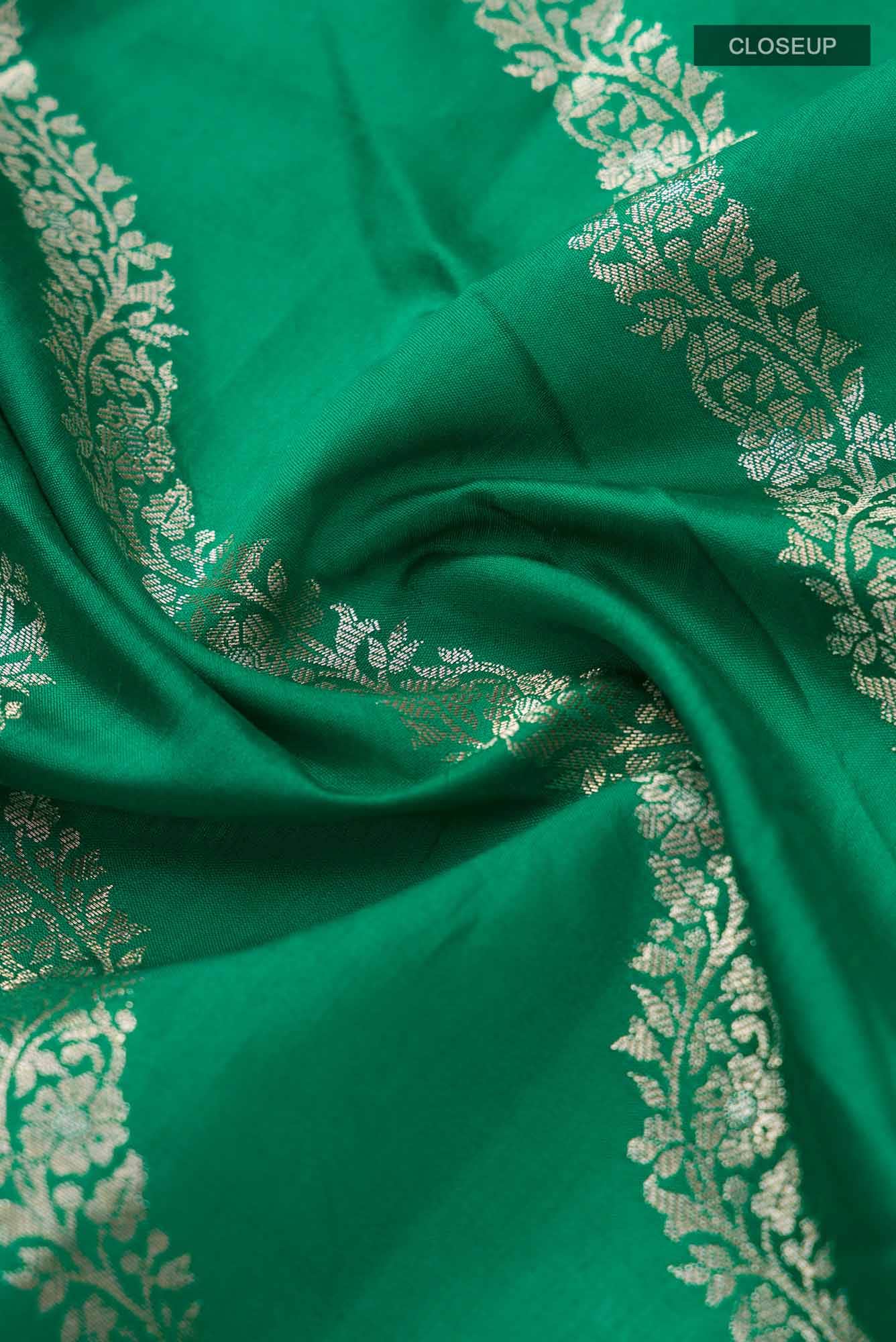 Green Banarasi Raw Silk Saree