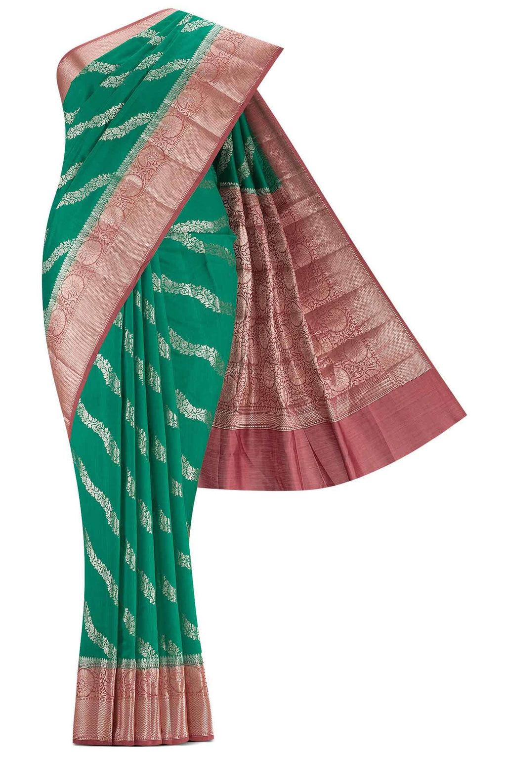 Green Banarasi Raw Silk Saree