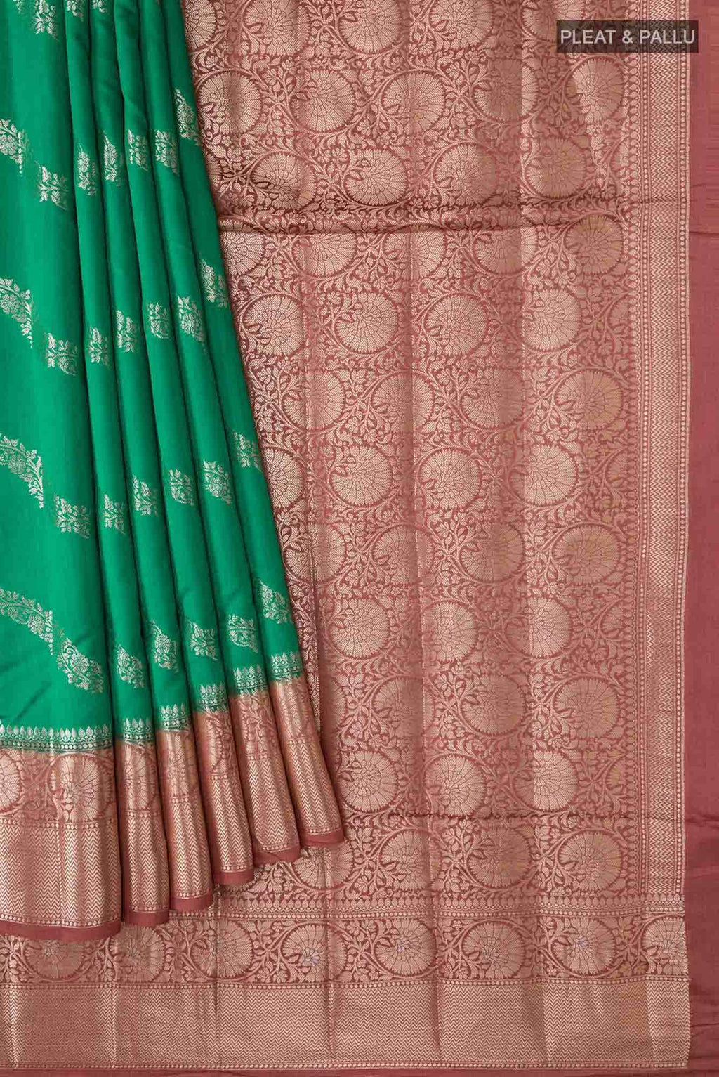 Green Banarasi Raw Silk Saree