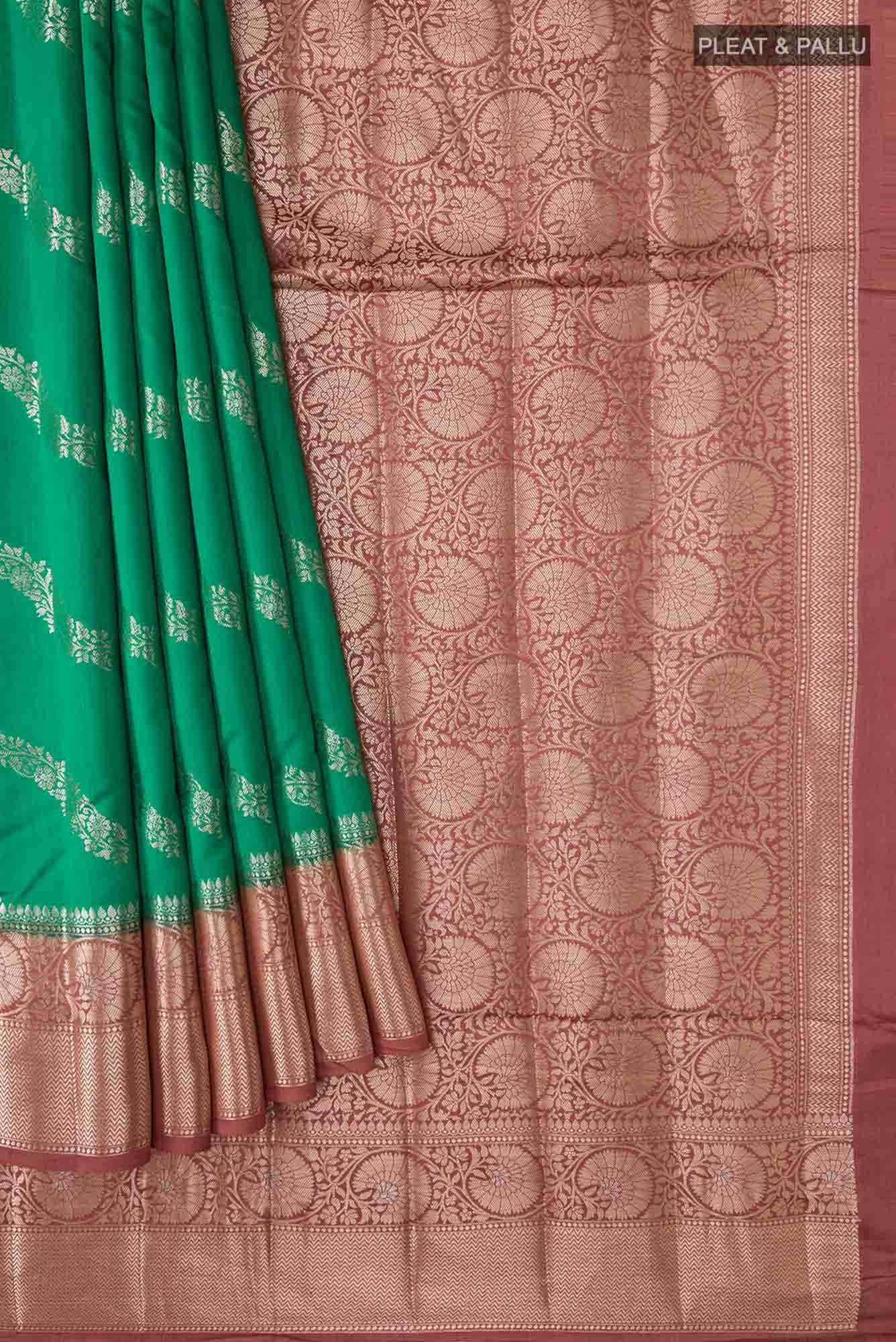 Green Banarasi Raw Silk Saree