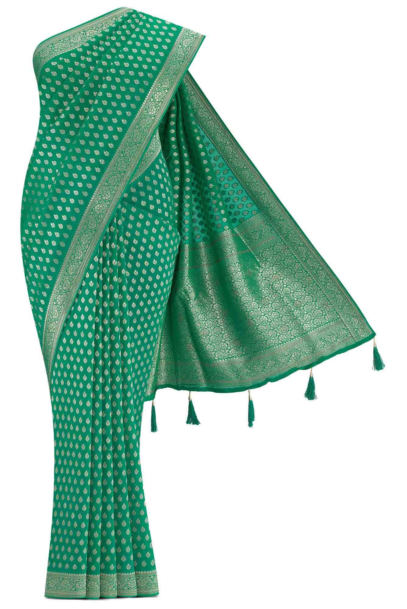 Green Blended Georgette Saree