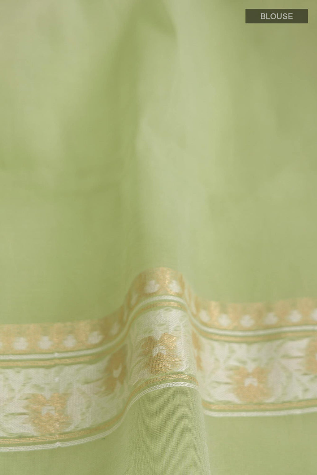 Green Blended Banarasi Kora Cotton Saree
