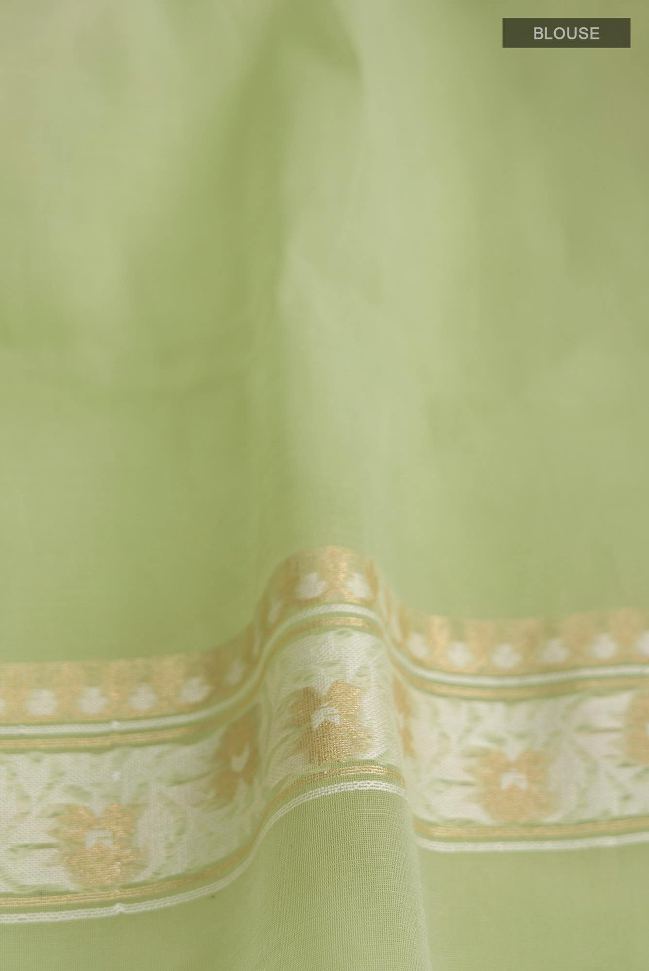 Green Blended Banarasi Kora Cotton Saree