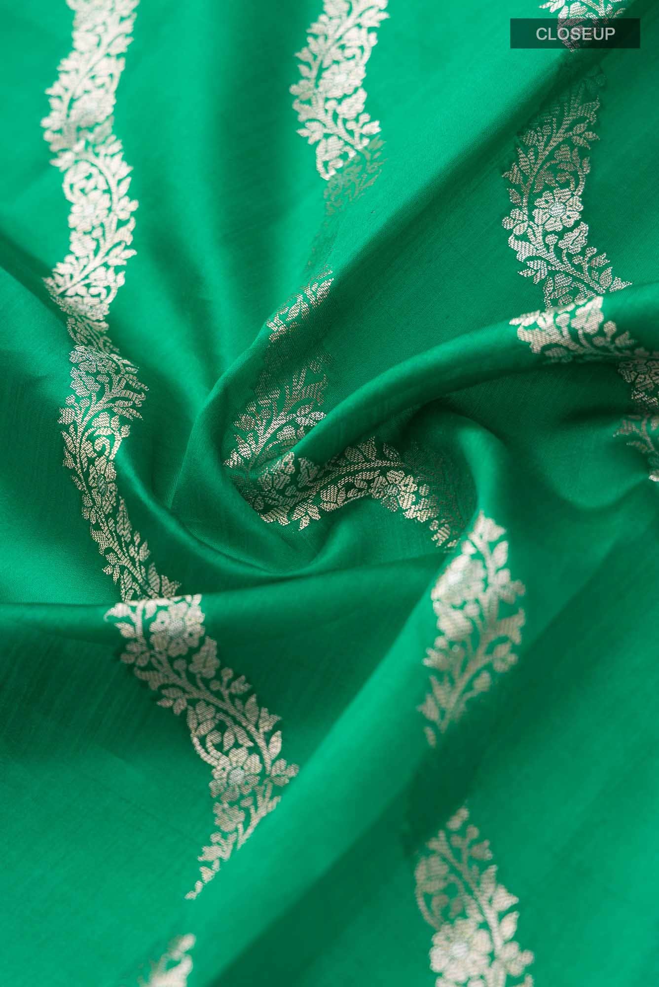 Green Banarasi Raw Silk Saree