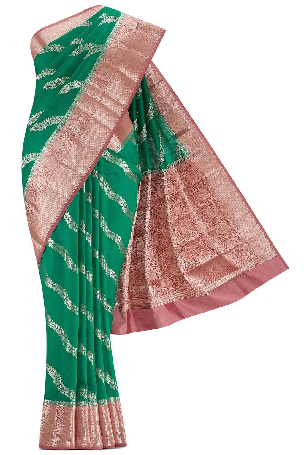 Green Banarasi Raw Silk Saree