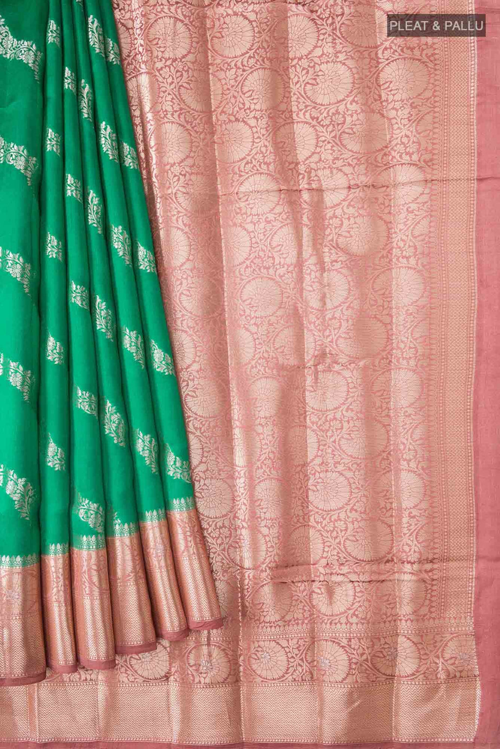 Green Banarasi Raw Silk Saree