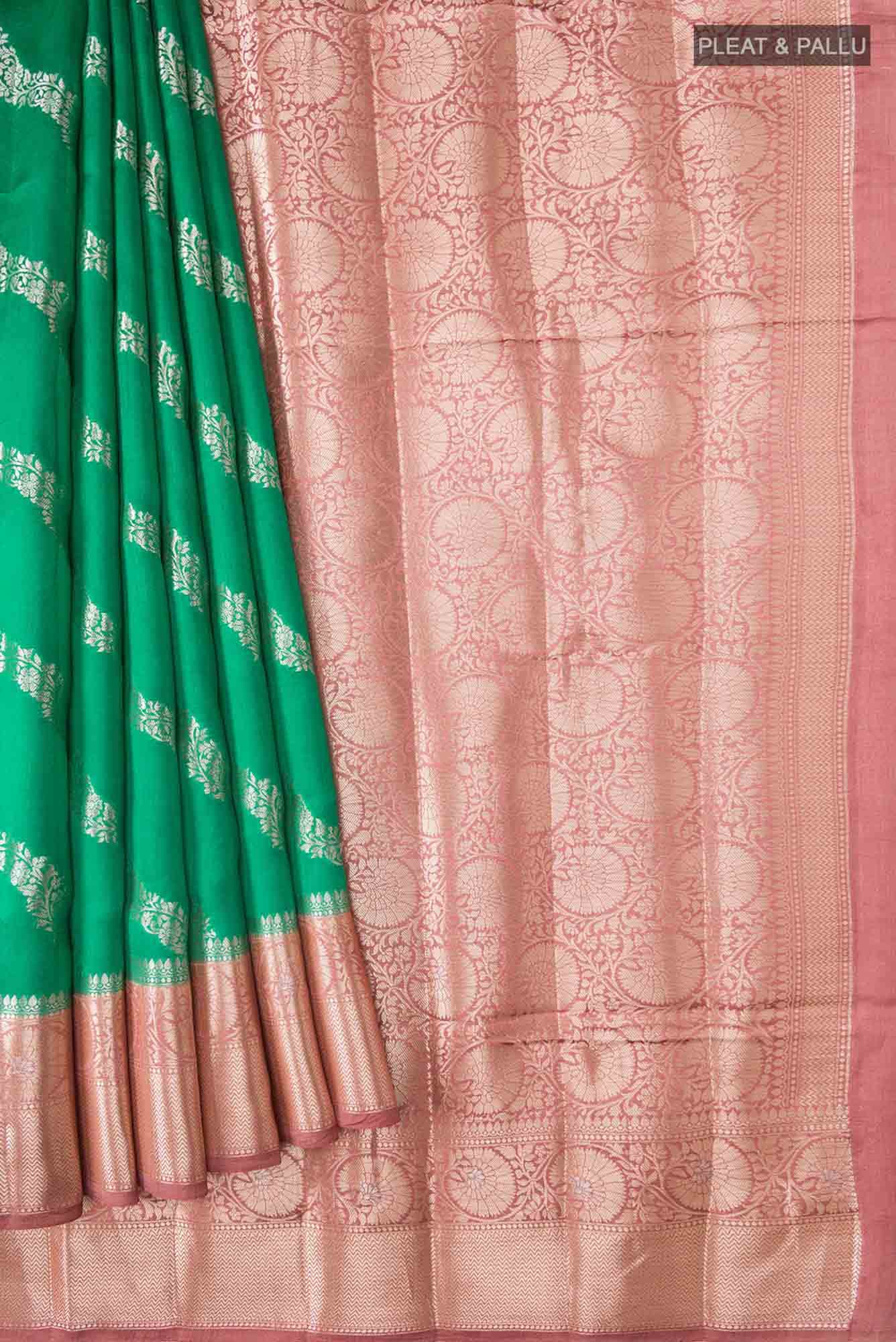 Green Banarasi Raw Silk Saree