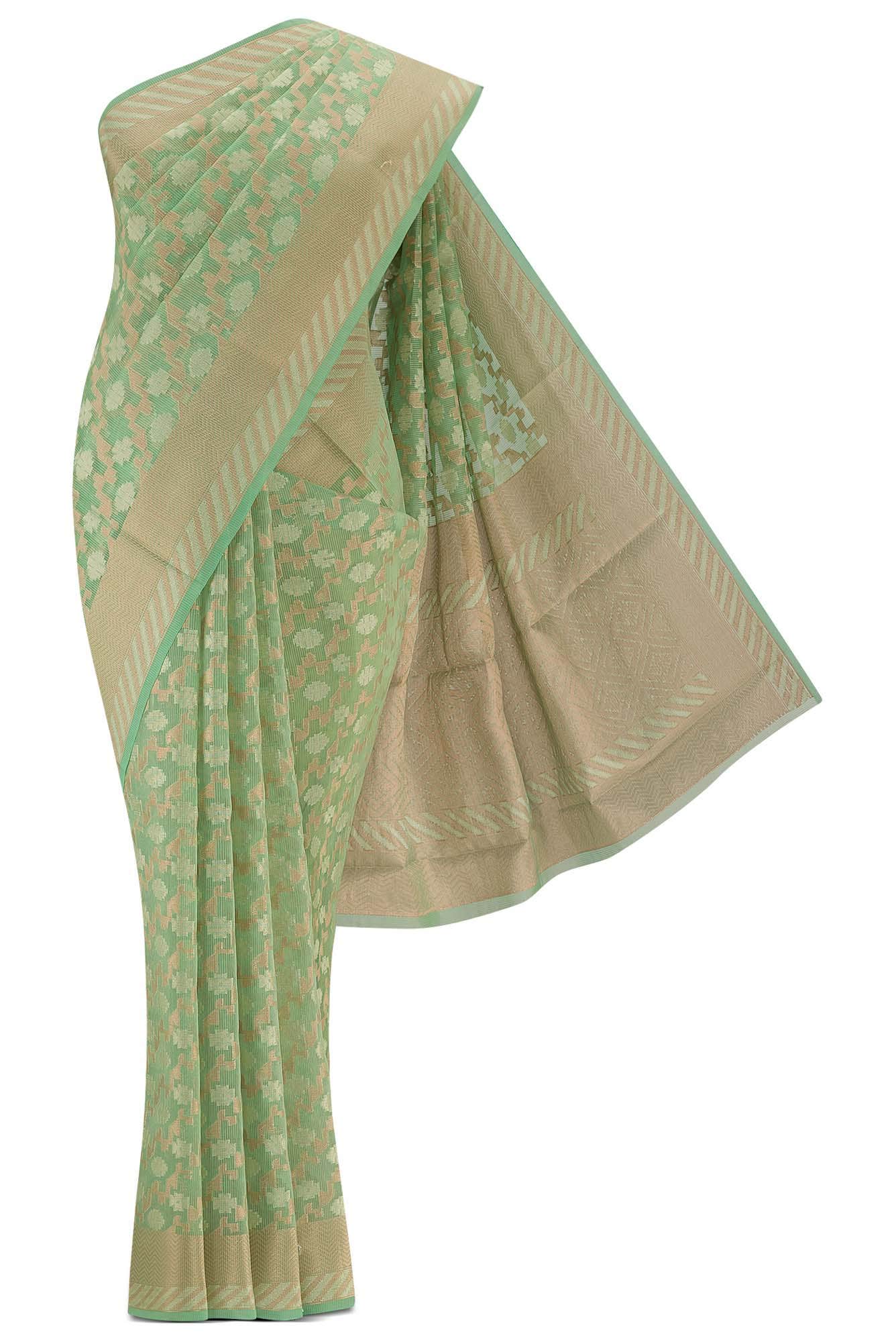 Green Blended Kota Cotton Saree