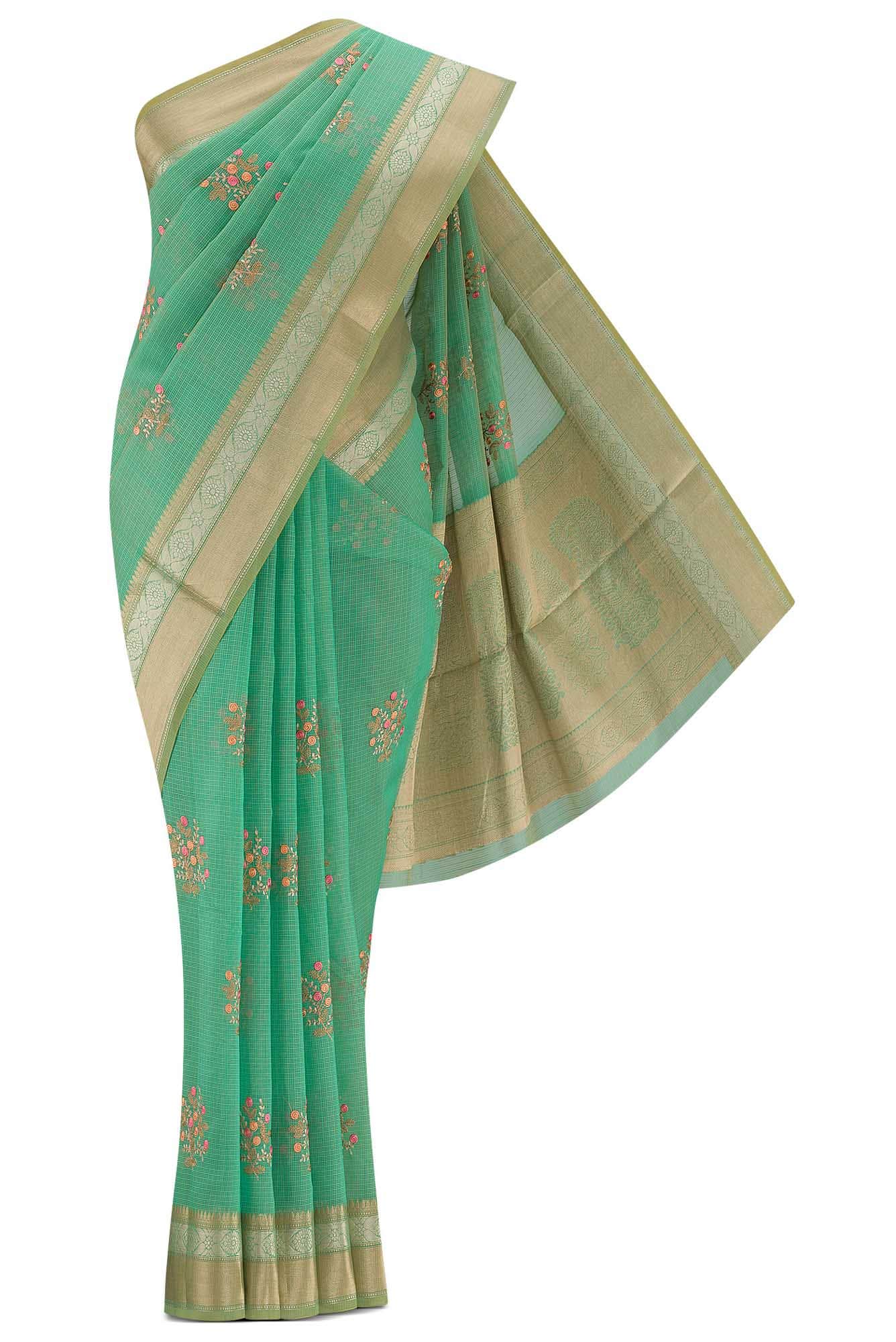 Green Kota Cotton Saree