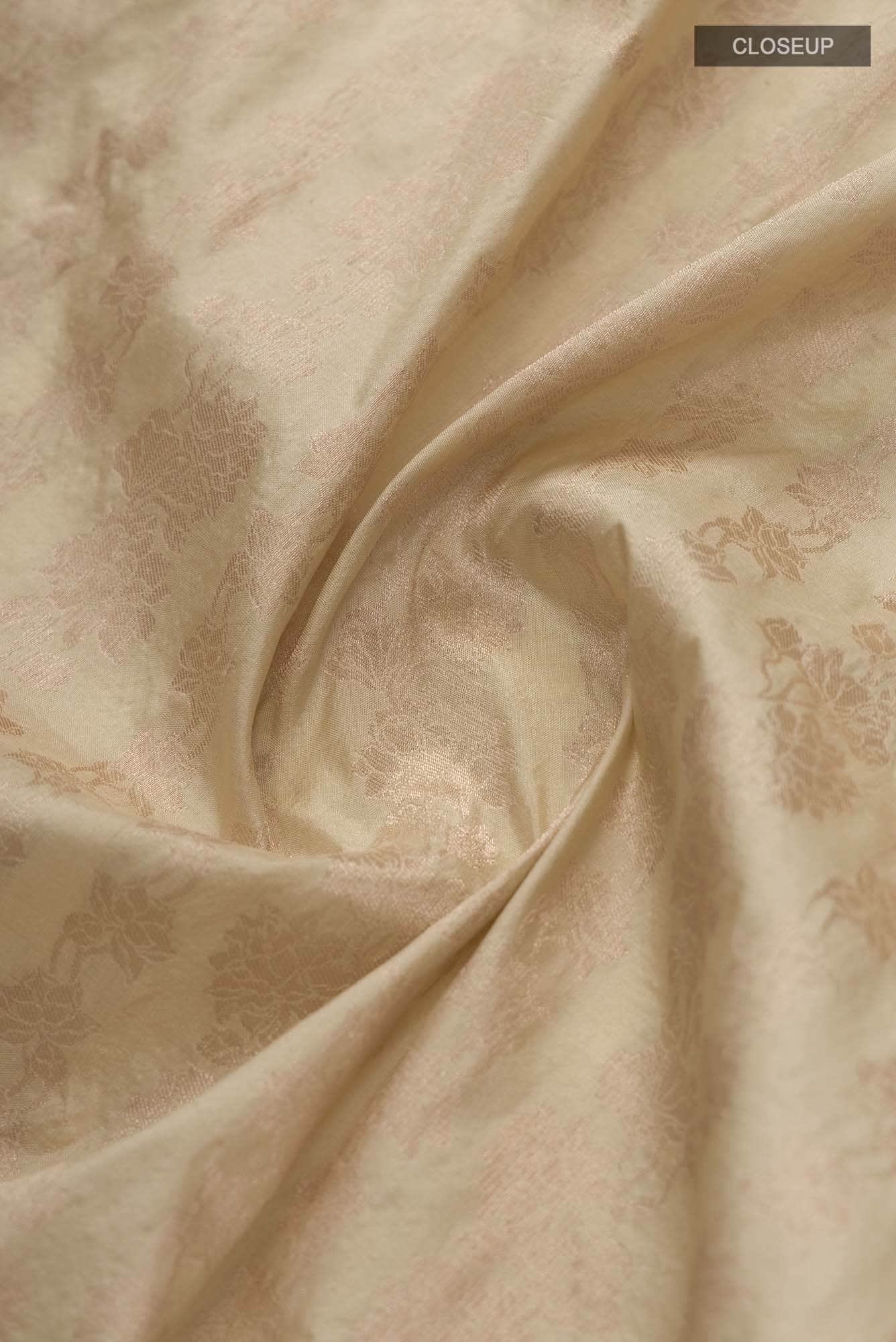 Pamposh Petite Beige Katan Banarasi Banarasi Saree