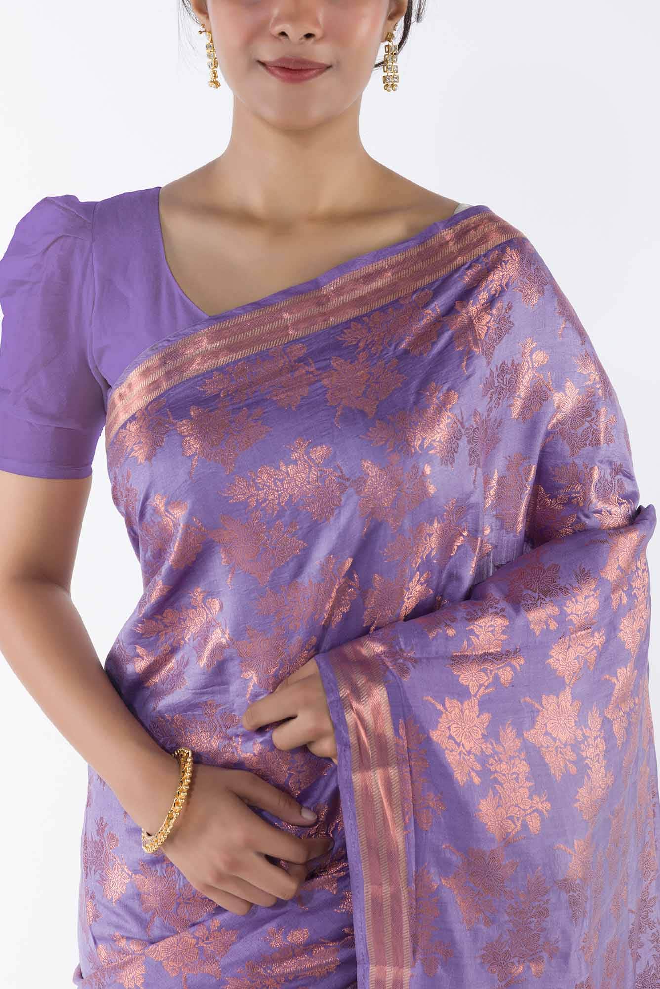 Pyari Peony- Lavender Banarasi Saree
