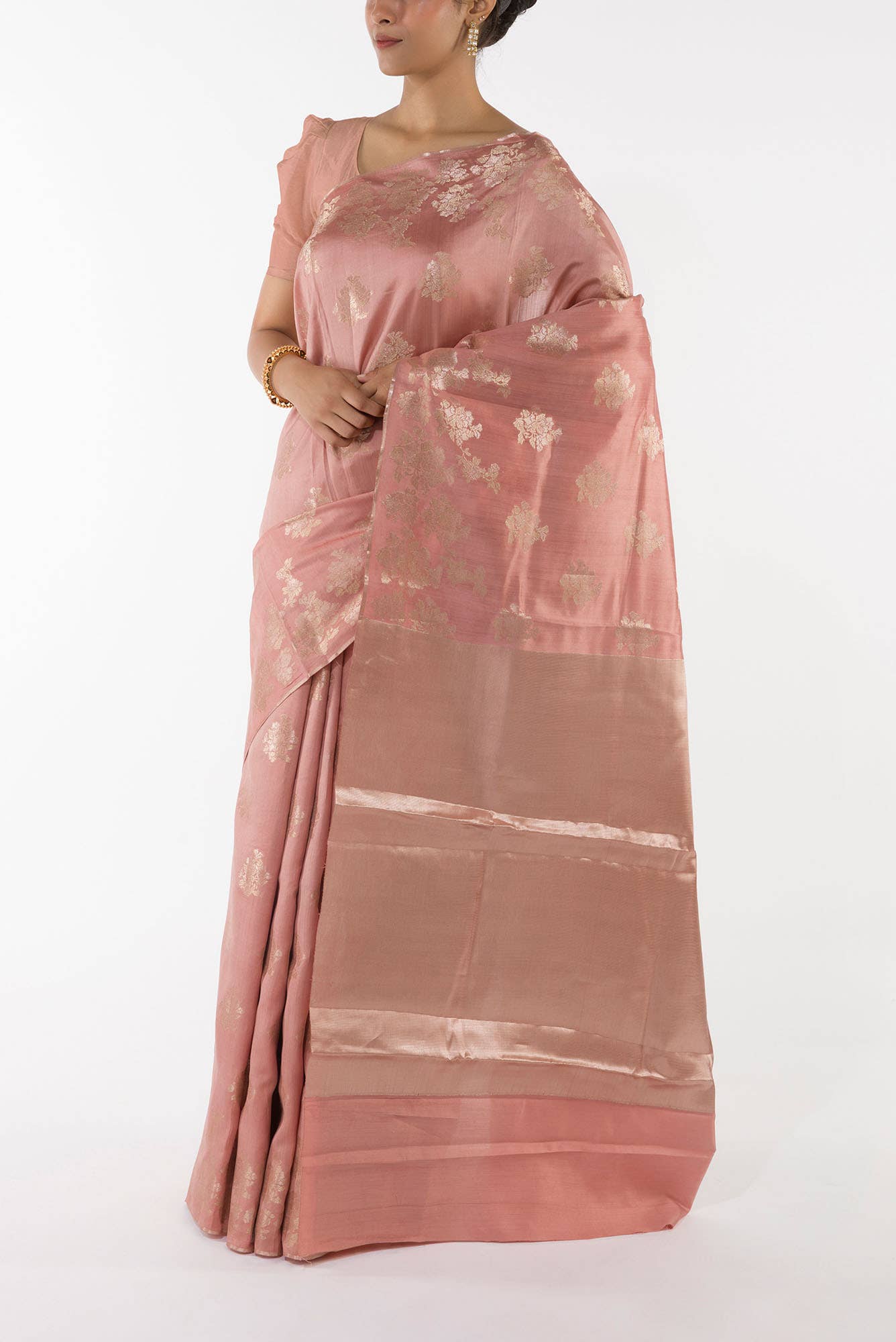 Chameli Chic Pastel Pink Banarasi Cheeniya Saree