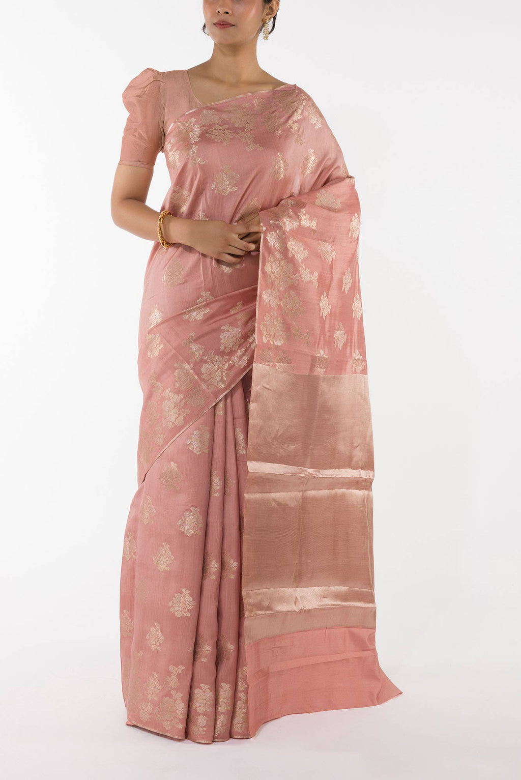 Chameli Chic Pastel Pink Banarasi Cheeniya Saree