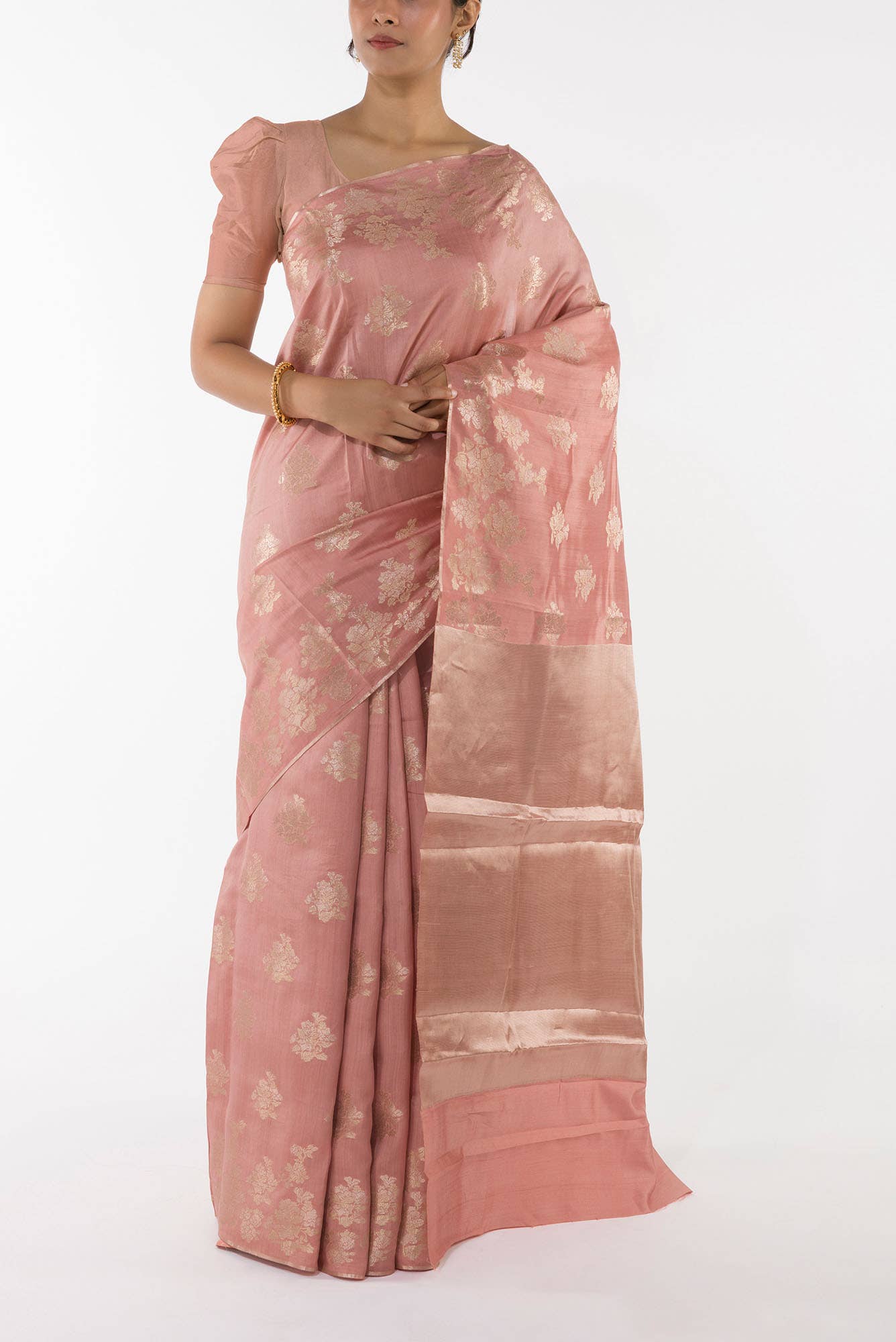 Chameli Chic Pastel Pink Banarasi Cheeniya Saree