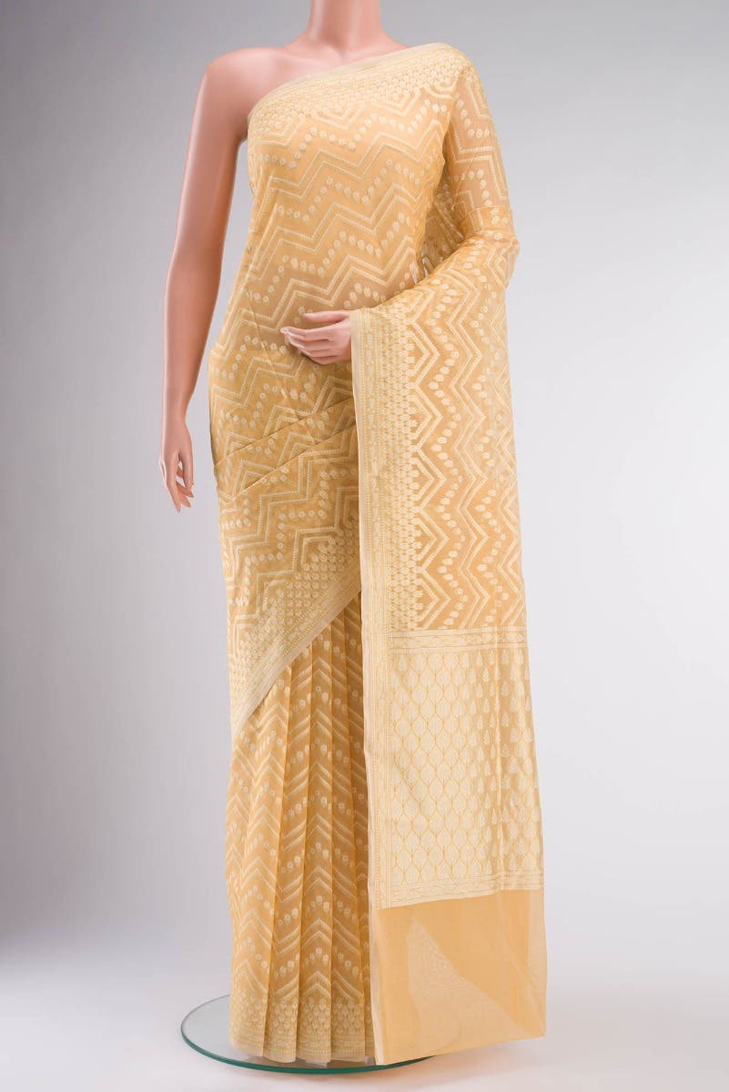 Sandal Banarasi Silk Cotton Saree