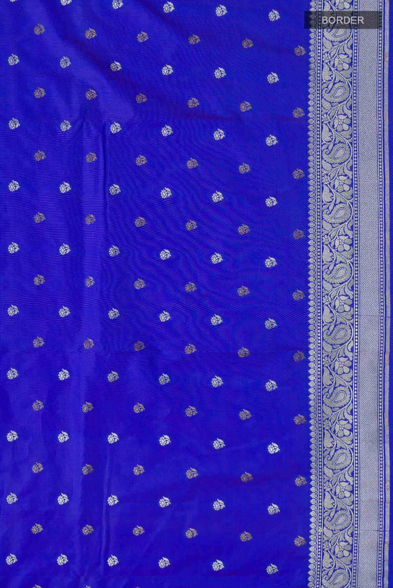 Blue Blended Banarasi Silk Saree