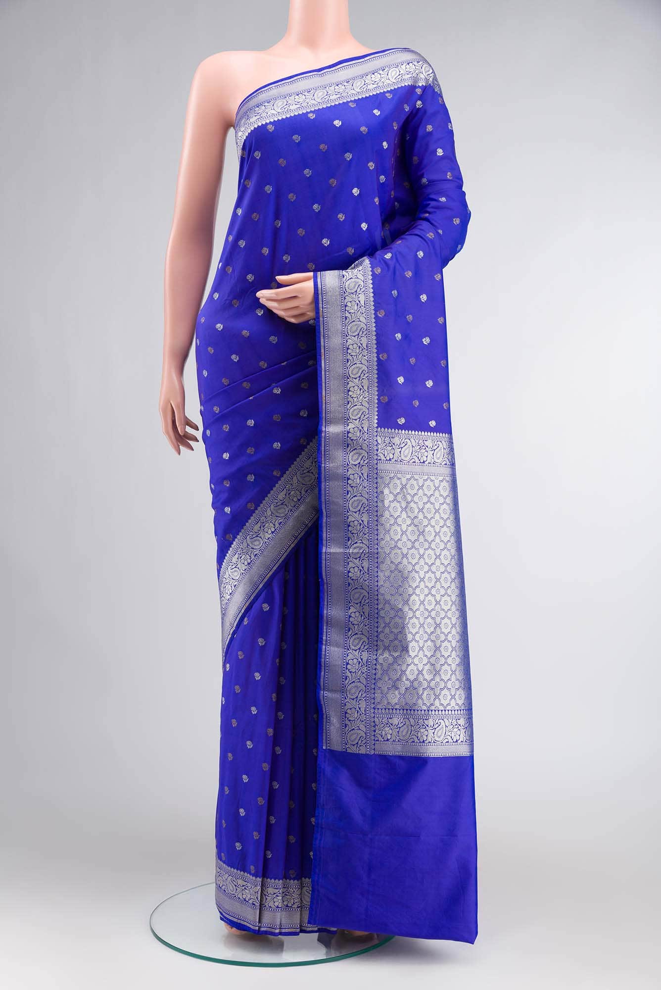 Blue Blended Banarasi Silk Saree