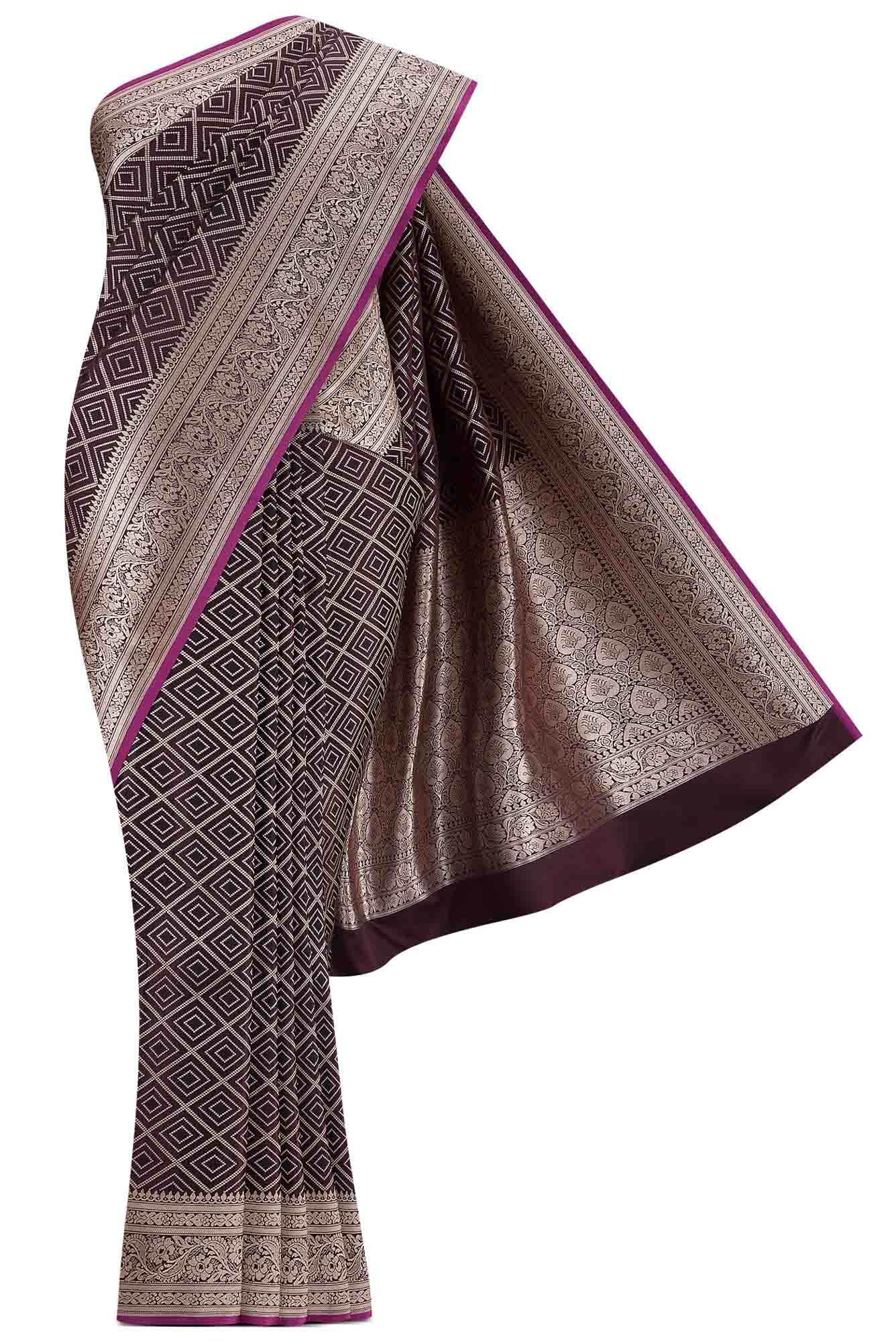Brown Banarasi Silk Saree