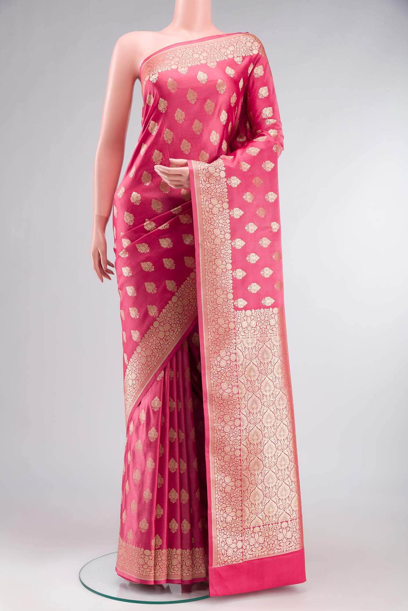 Pink Blended Banarasi Silk Saree