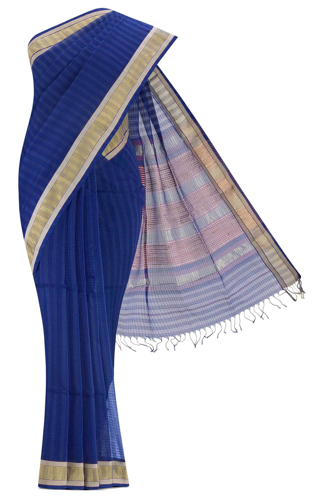 Blue Maheshwari Silk Cotton Saree