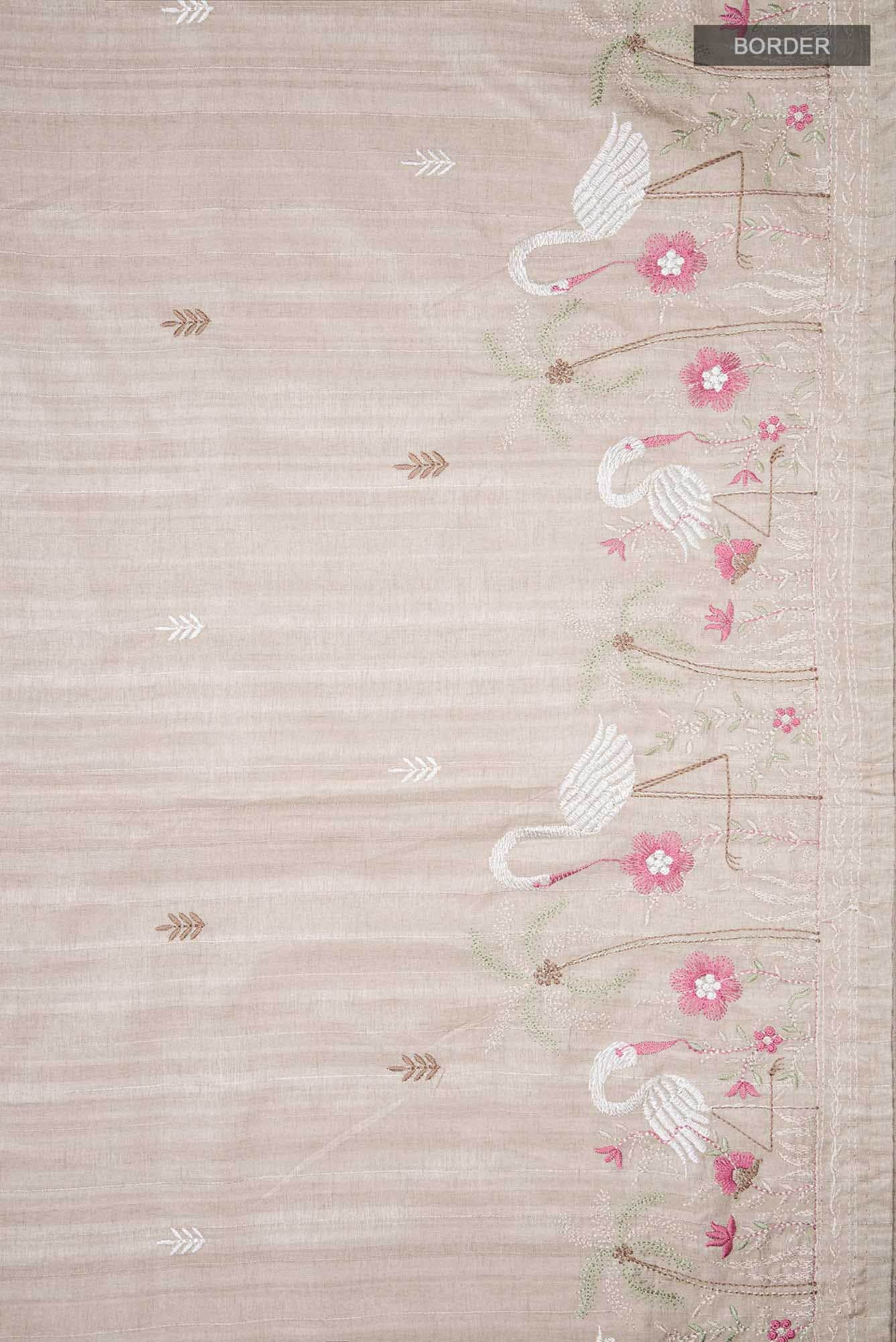 Beige Blended Tussar Saree