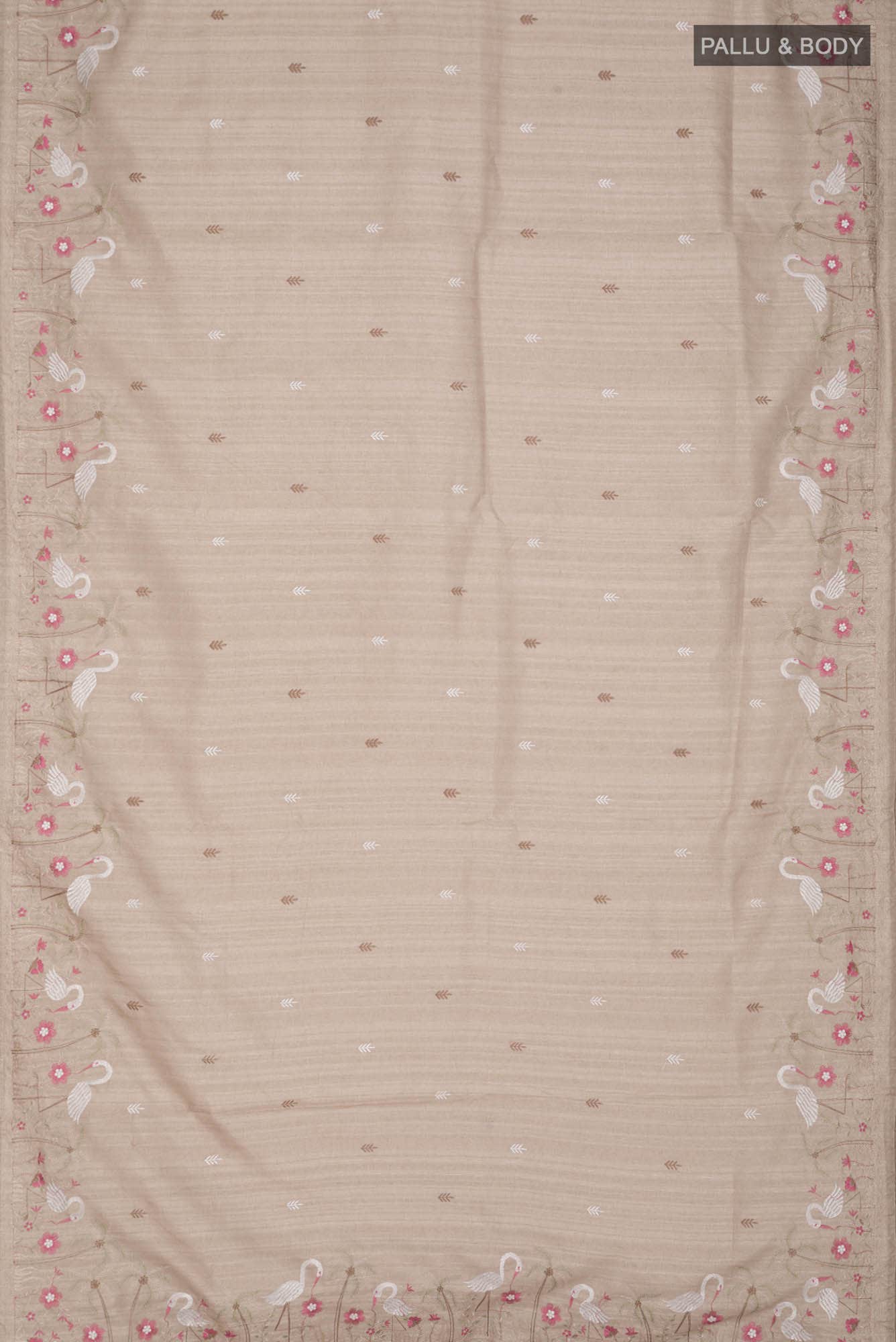 Beige Blended Tussar Saree