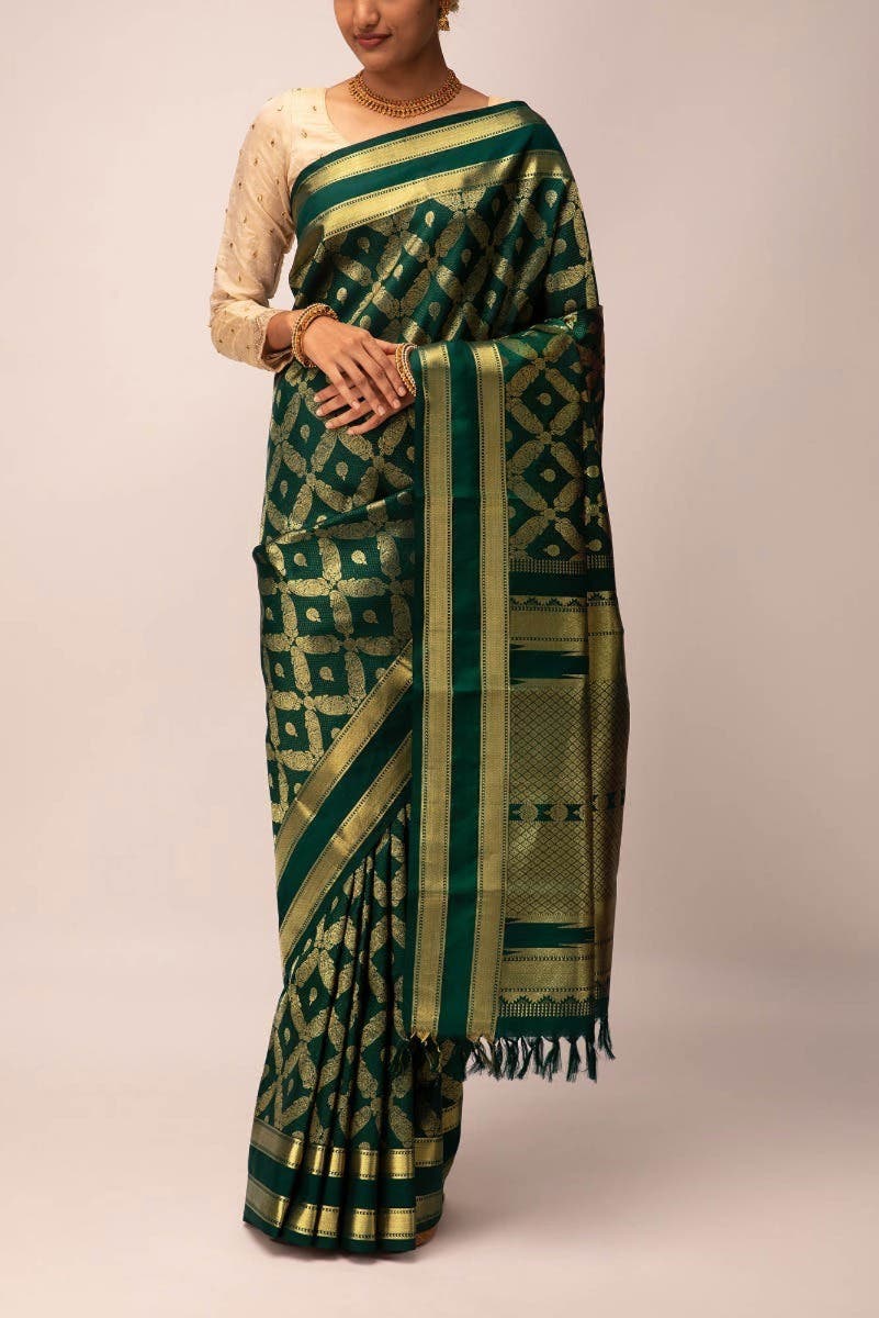 Shobita - Bottle Green Kanchipuram Silk Saree