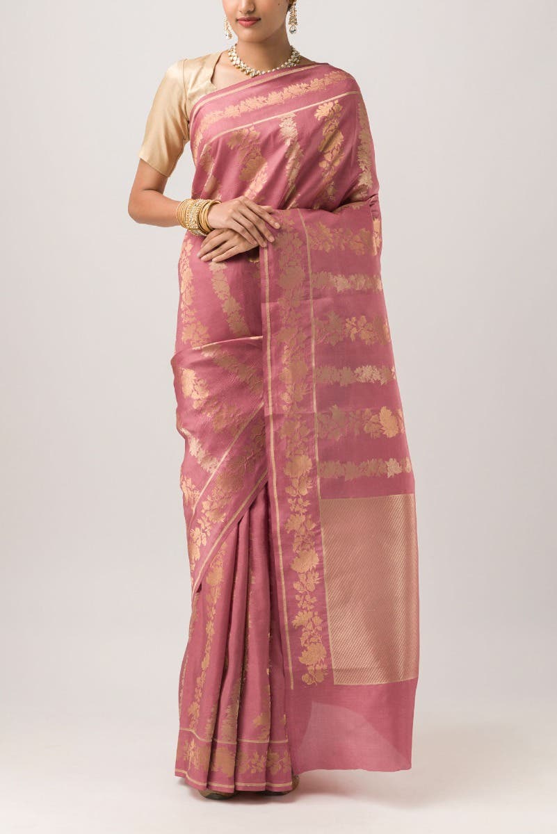 Jasmine Janeman- Coral Banarasi Silk Saree