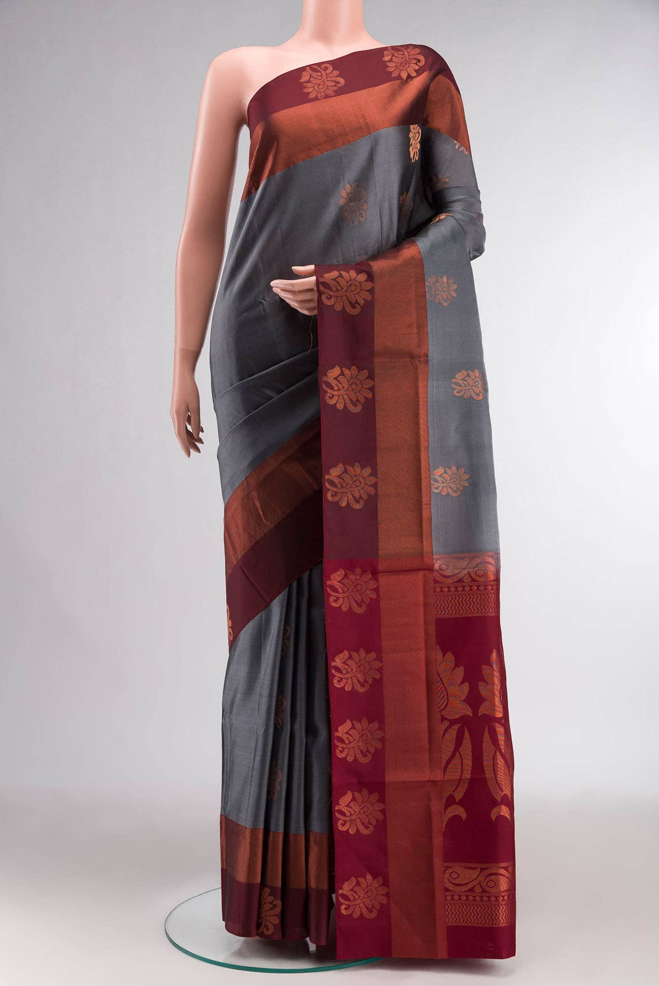 Grey Soft Silk Saree