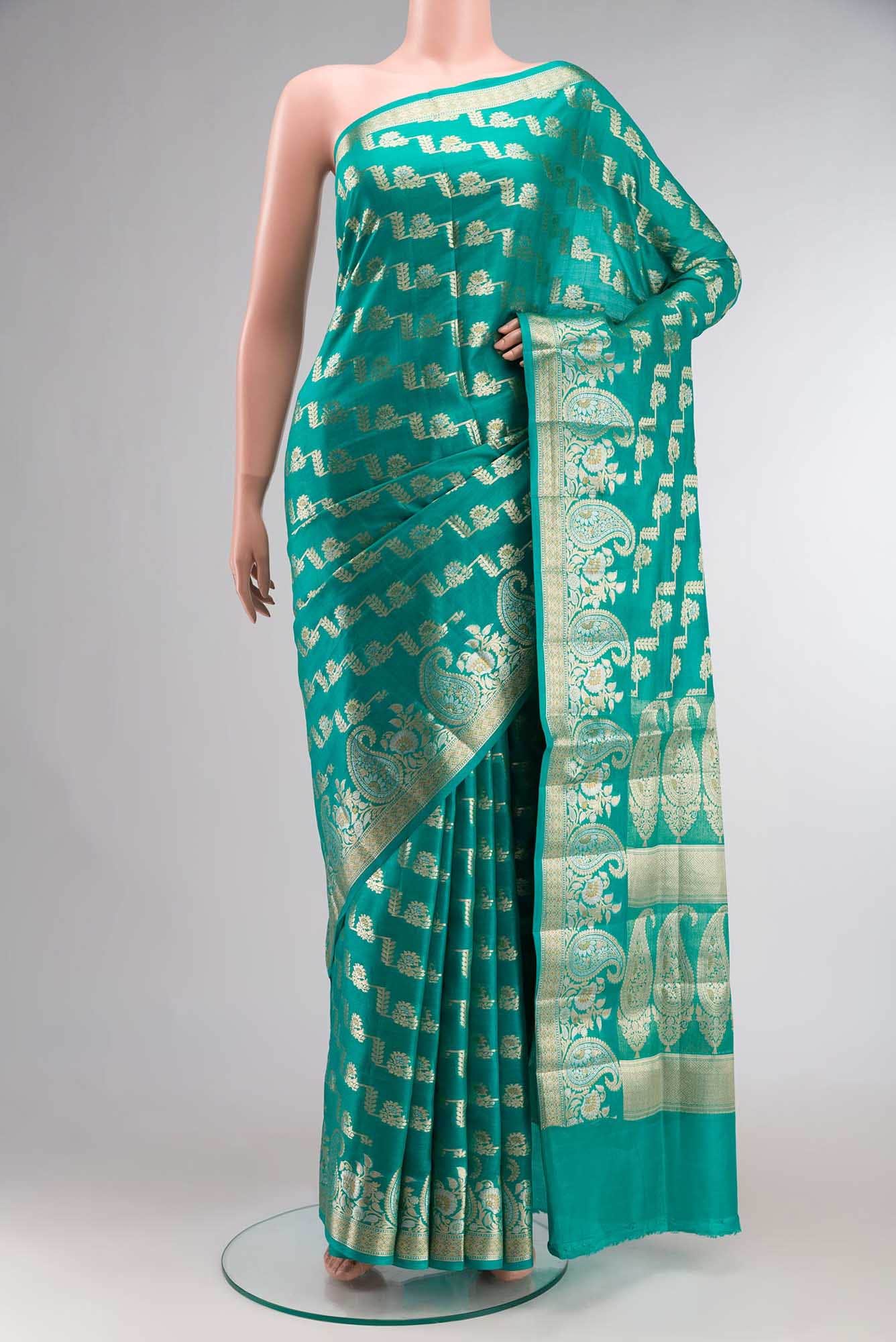 Green Banarasi Tussar Silk Saree