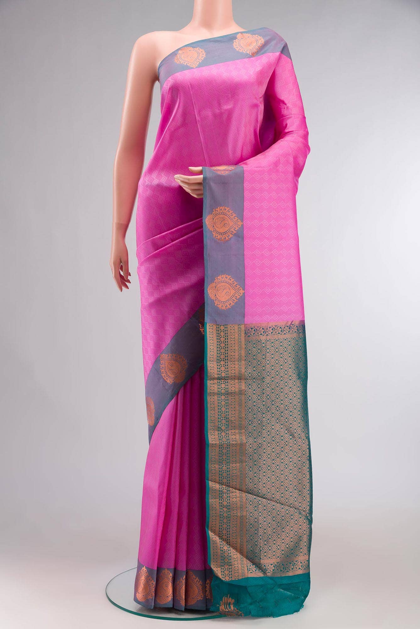 Pink Blended Kanchipuram Silk Saree