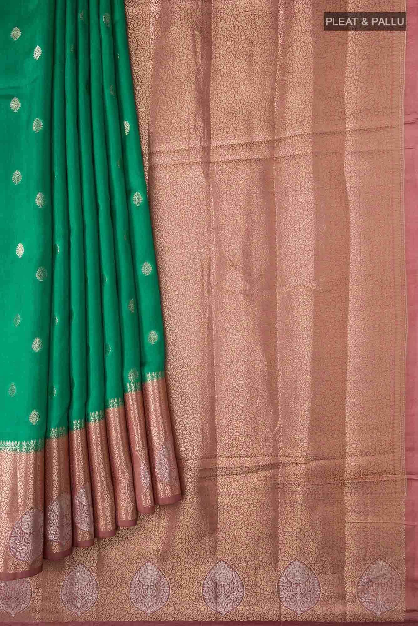 Green Banarasi Raw Silk Saree