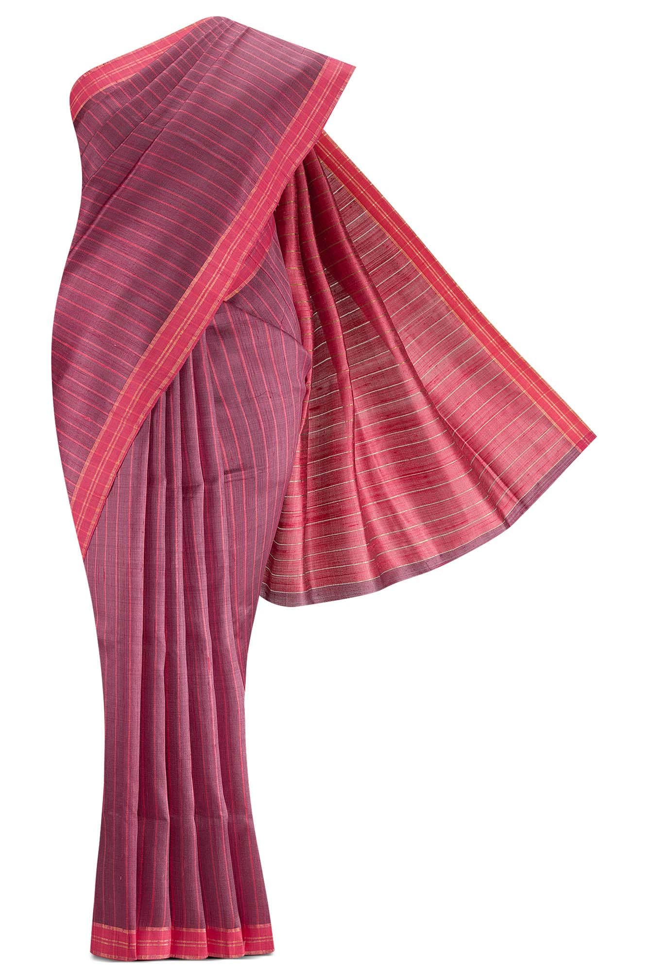 Avni-Magenta Bhagalpuri Tussar Silk Saree