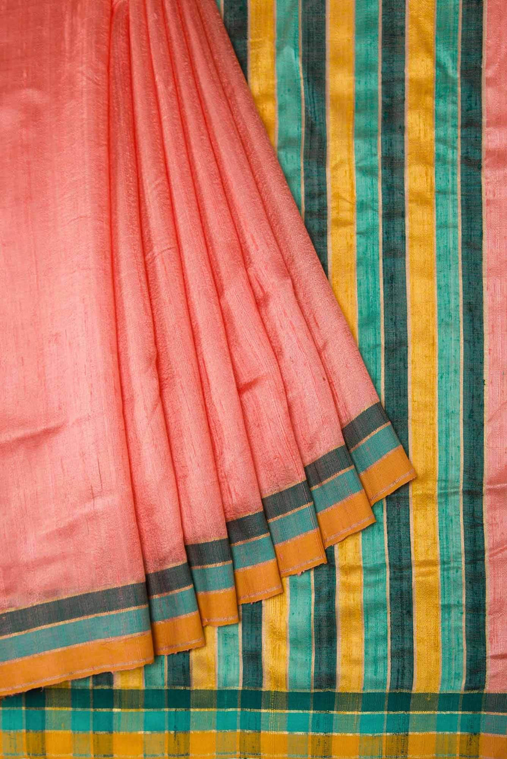 Gina-Peach Bhagalpuri Tussar Silk Saree