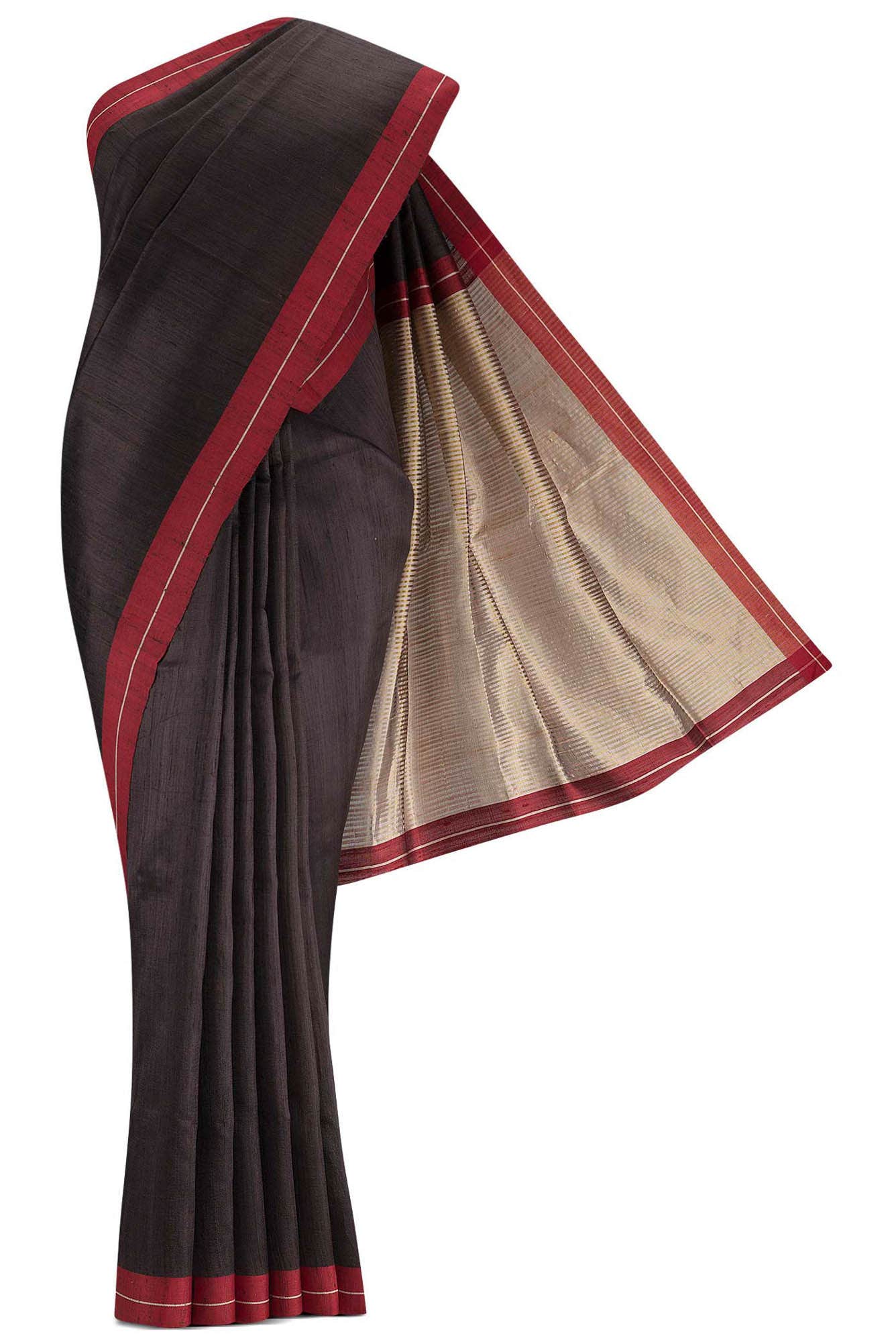 Kruti-Black Bhagalpuri Tussar Silk Saree