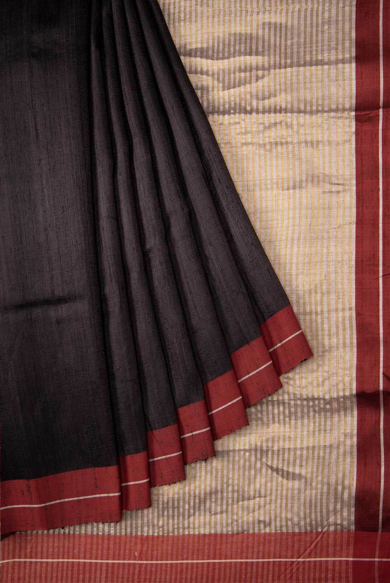Kruti-Black Bhagalpuri Tussar Silk Saree