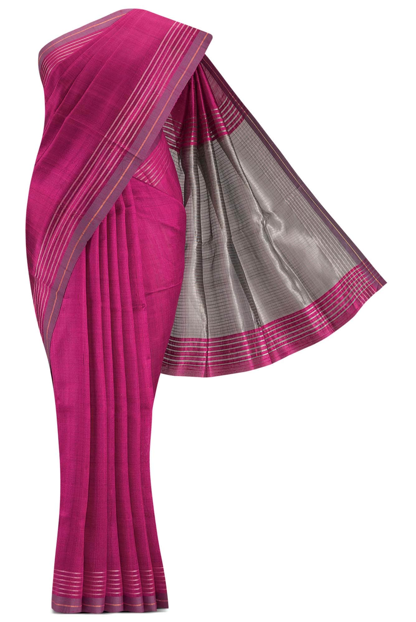 Bhavi-Magenta Bhagalpuri Tussar Silk Saree