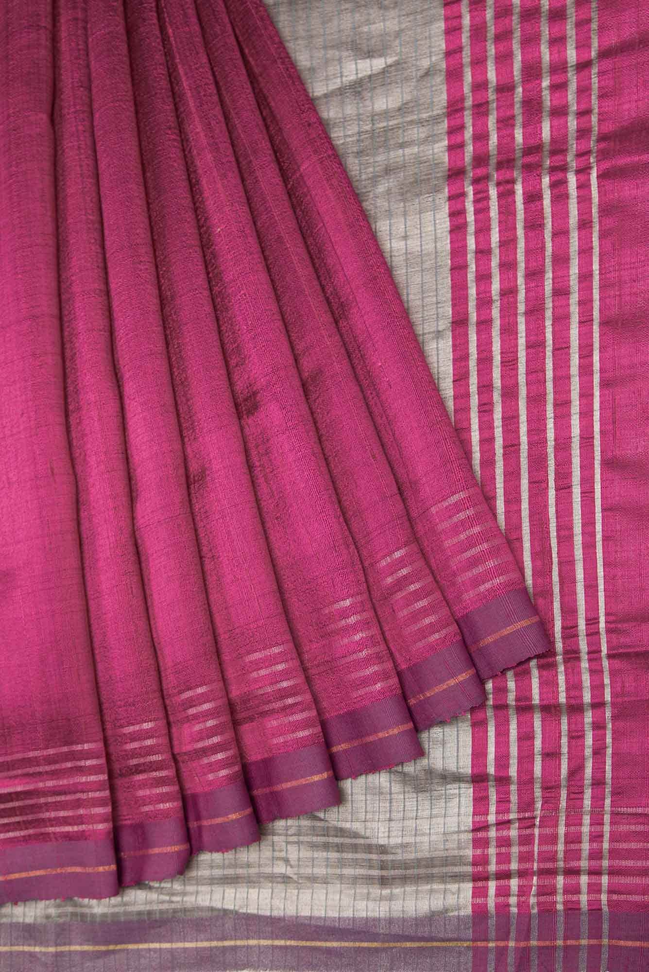 Bhavi-Magenta Bhagalpuri Tussar Silk Saree